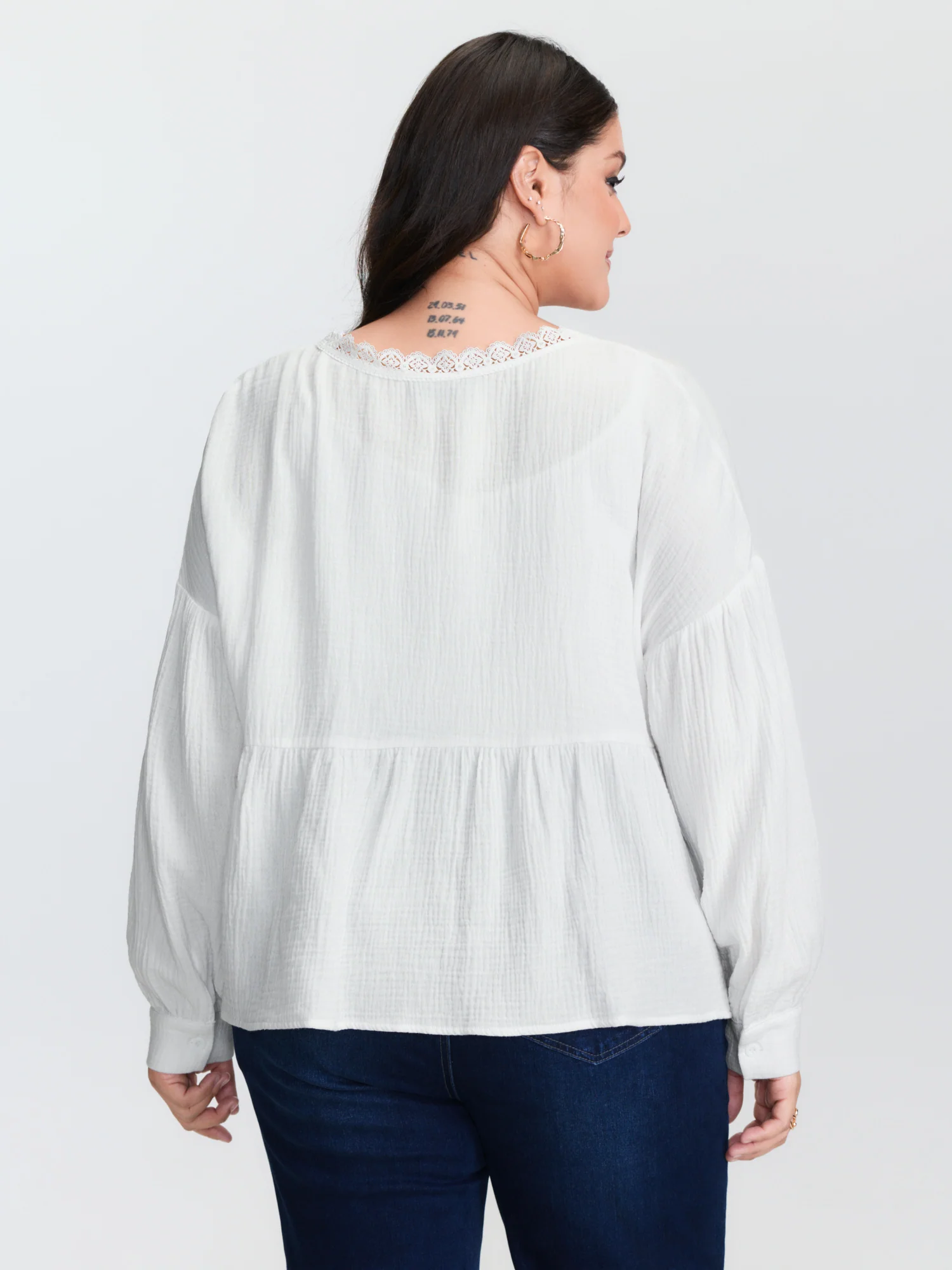 Cotton Boho Lace Cut-Out Open-Front Kimono - Image 4