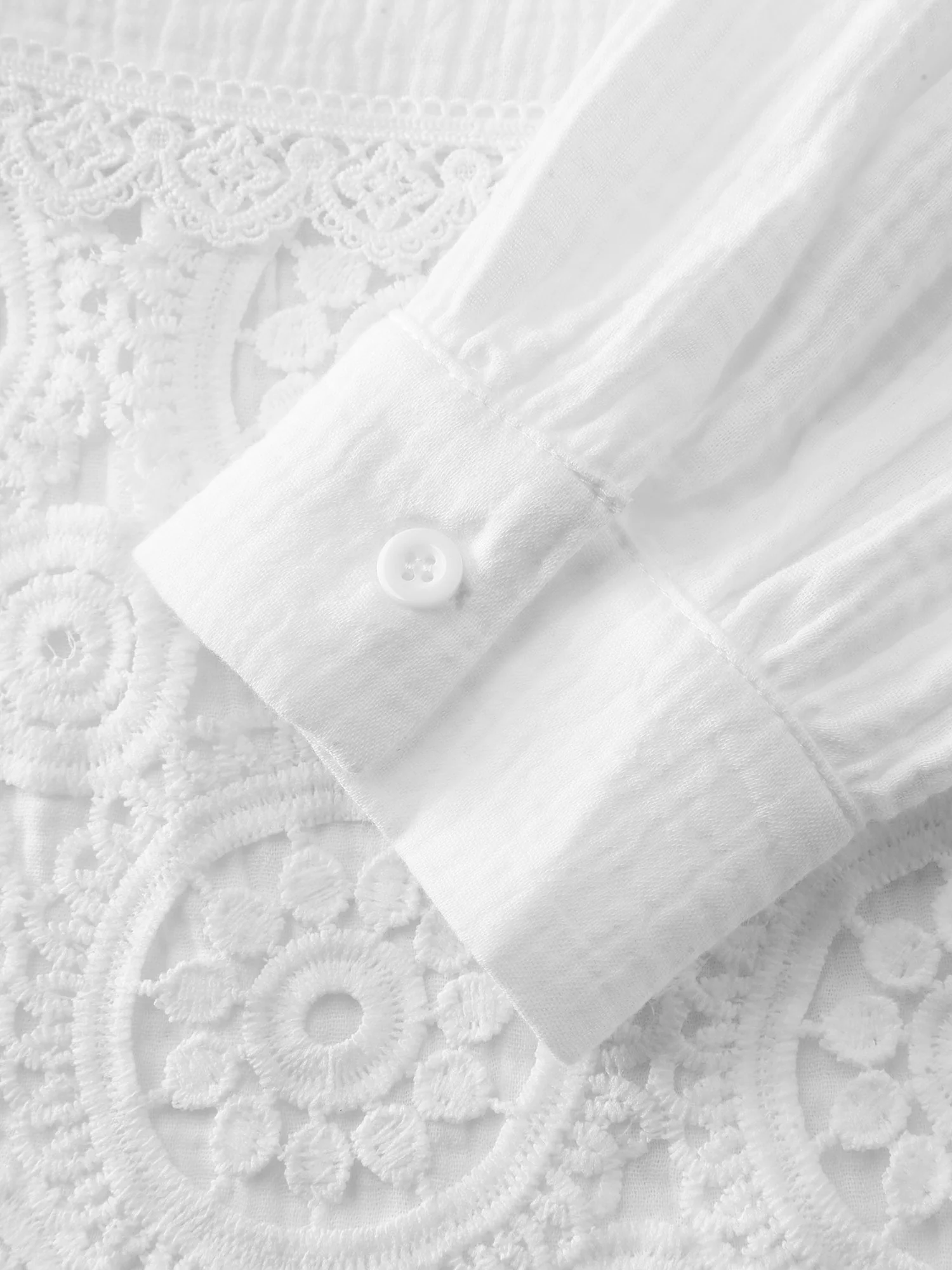 Cotton Boho Lace Cut-Out Open-Front Kimono - Image 6