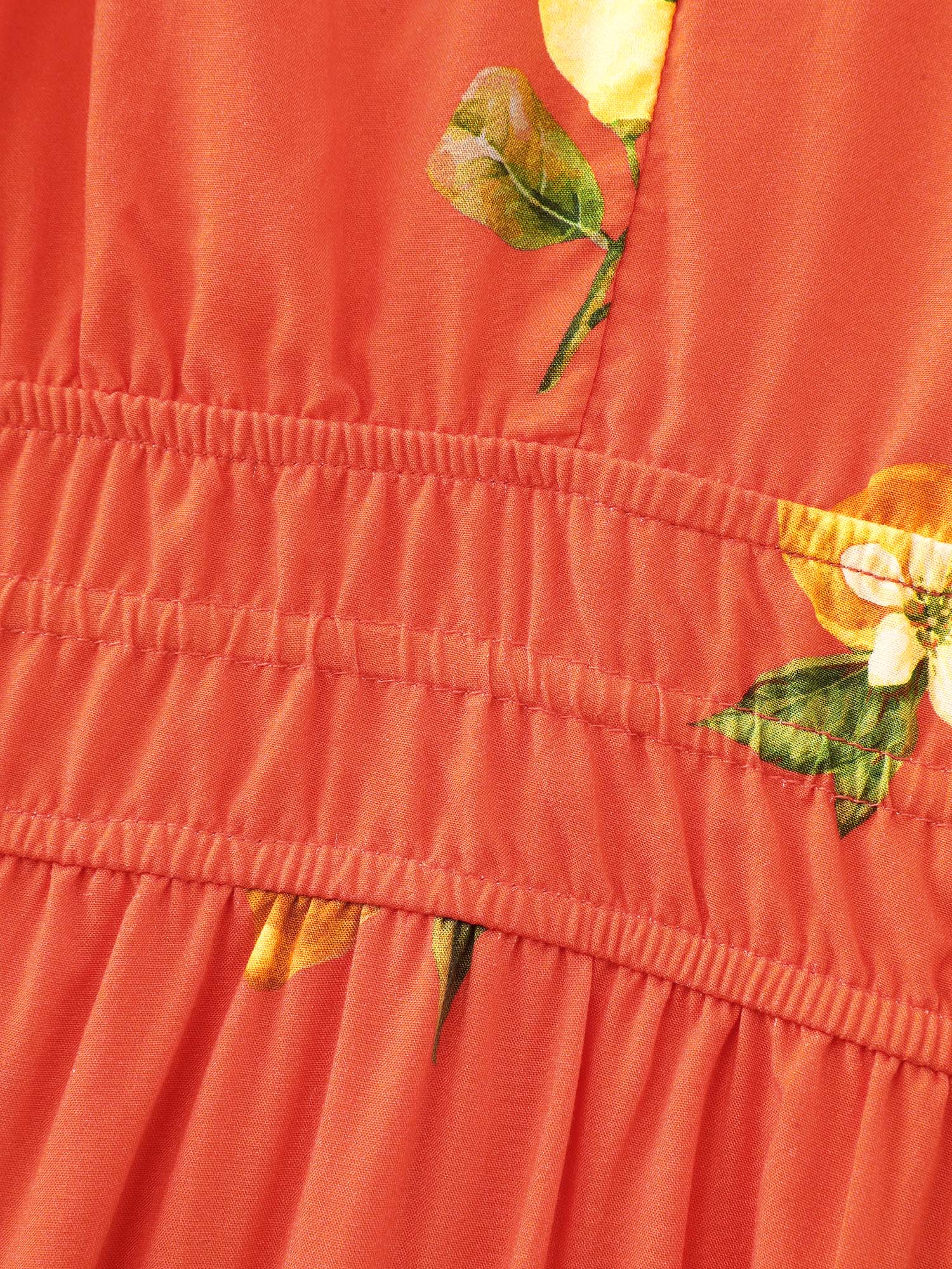 Citrus Floral Print Puff Sleeve Maxi Dress - Image 6