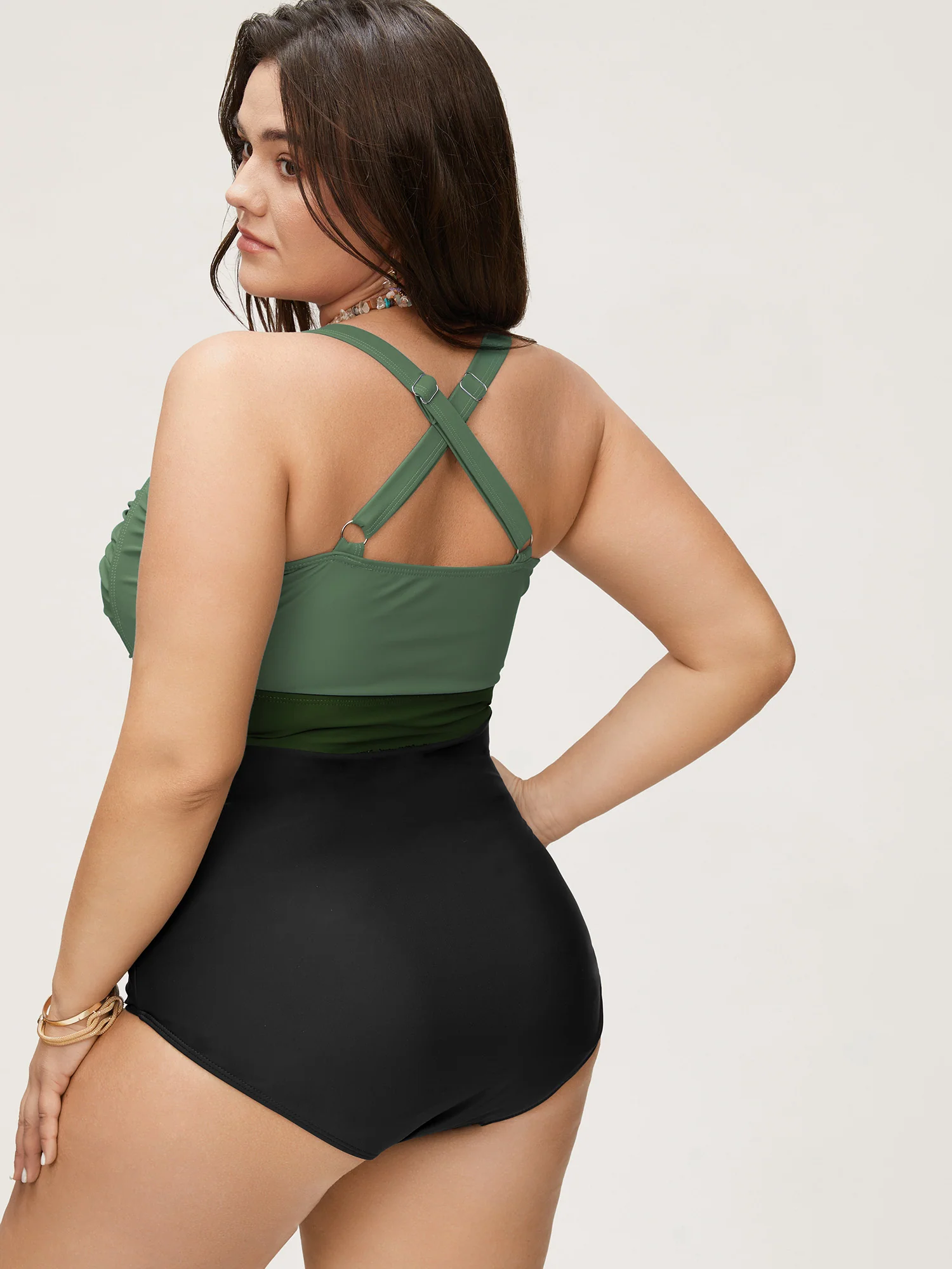 Contrast Twist Front Tummy-Control One Piece Swimsuit - Image 18