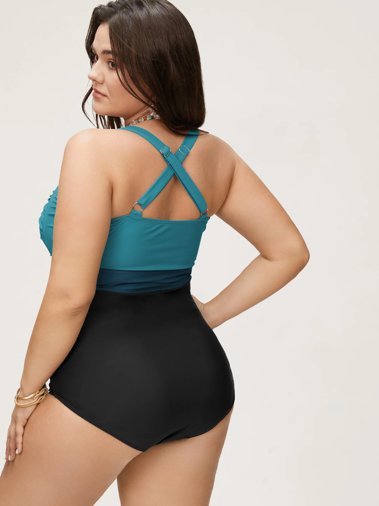 Contrast Twist Front Tummy-Control One Piece Swimsuit - Image 25