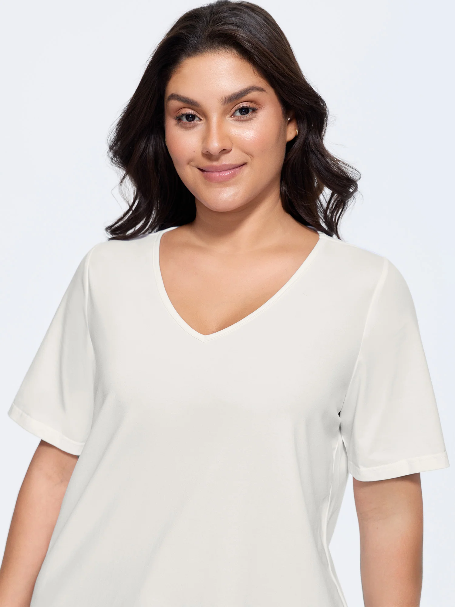 Cotton V Neck Plain Basic T-shirt - Image 7