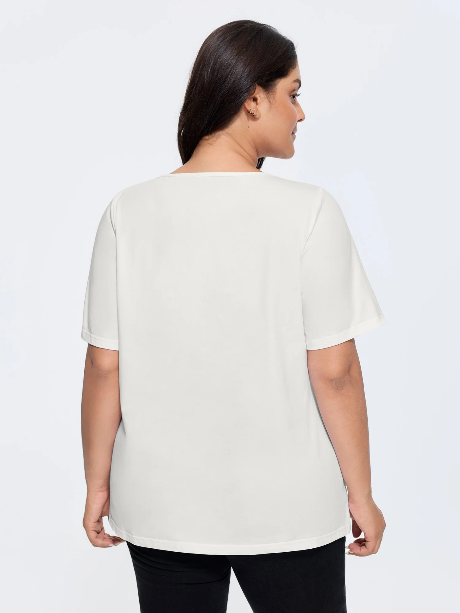 Cotton V Neck Plain Basic T-shirt - Image 9