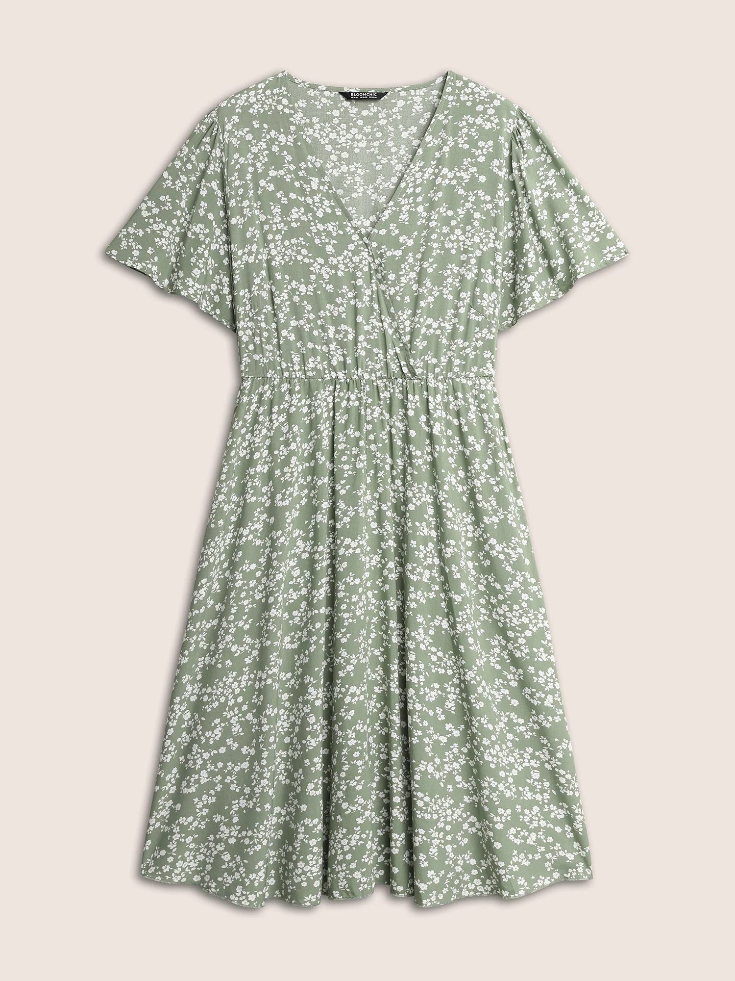 Bloom Dress - Ditsy Floral Elastic Waist Ruffles Pocket Knee Dress - Image 8