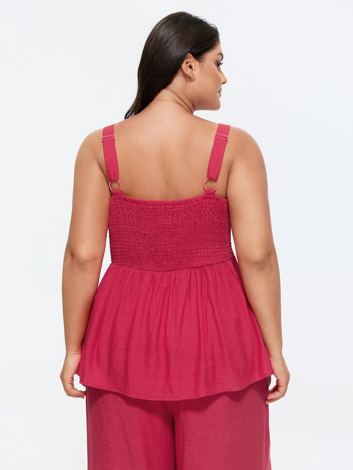 Fit And Flare Plain Shirred Tank Top - Image 4