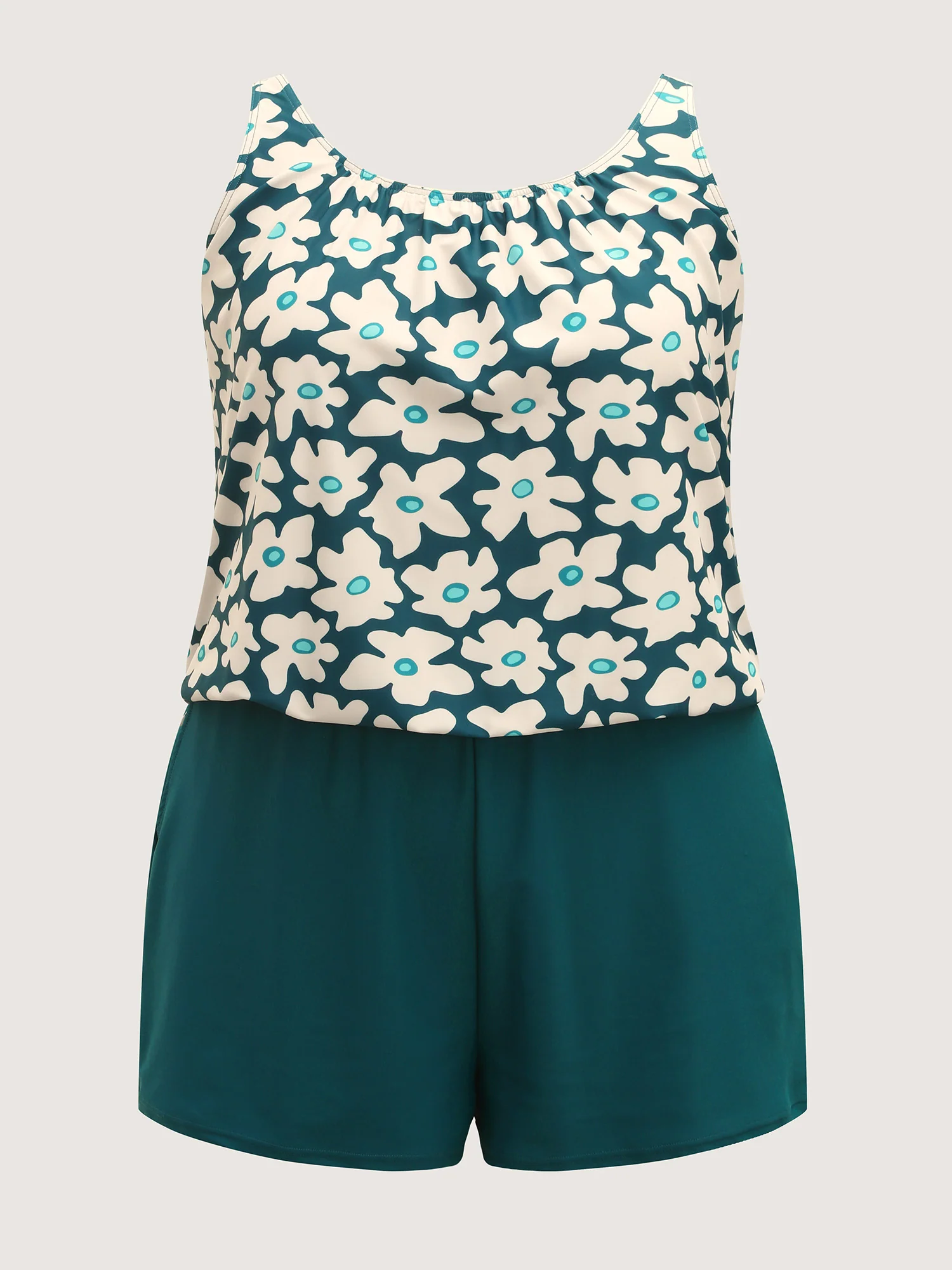 Floral Print Contrast One-Piece Swimsuit - Image 7