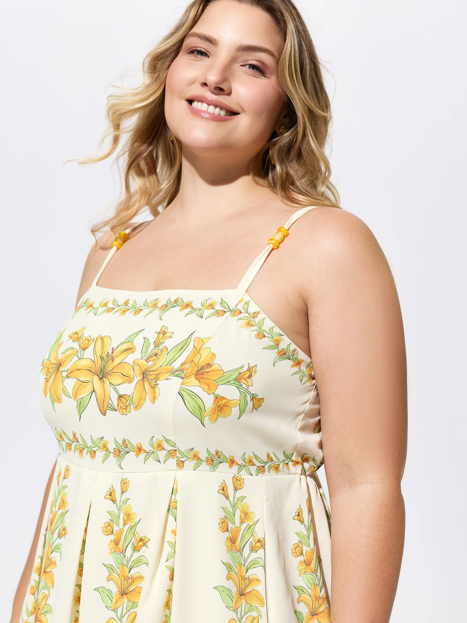Floral Print Shirred Fit And Flare Midi Dress - Image 2