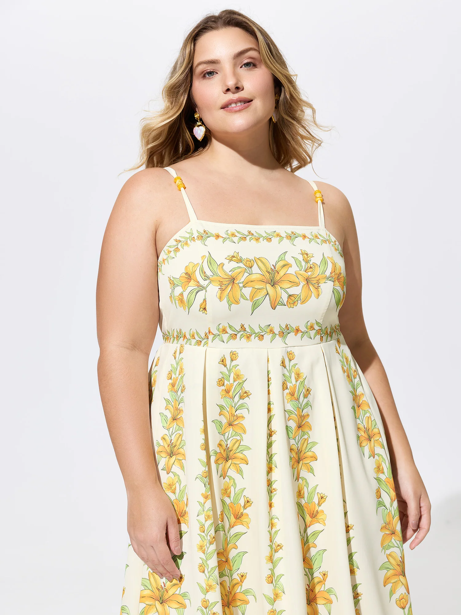 Floral Print Shirred Fit And Flare Midi Dress - Image 3
