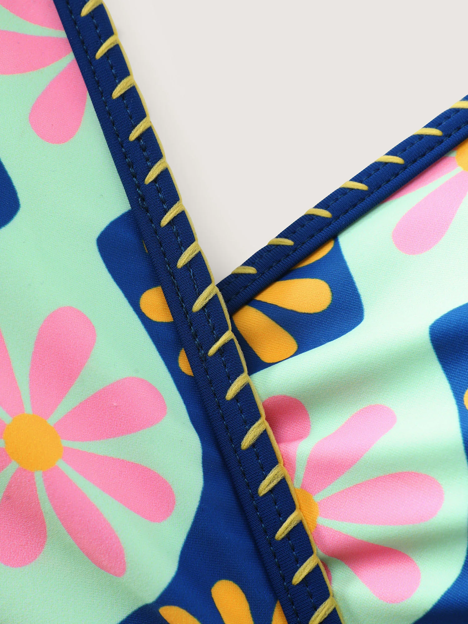 Geometric Print Embroidered One-Piece Swimsuit - Image 7