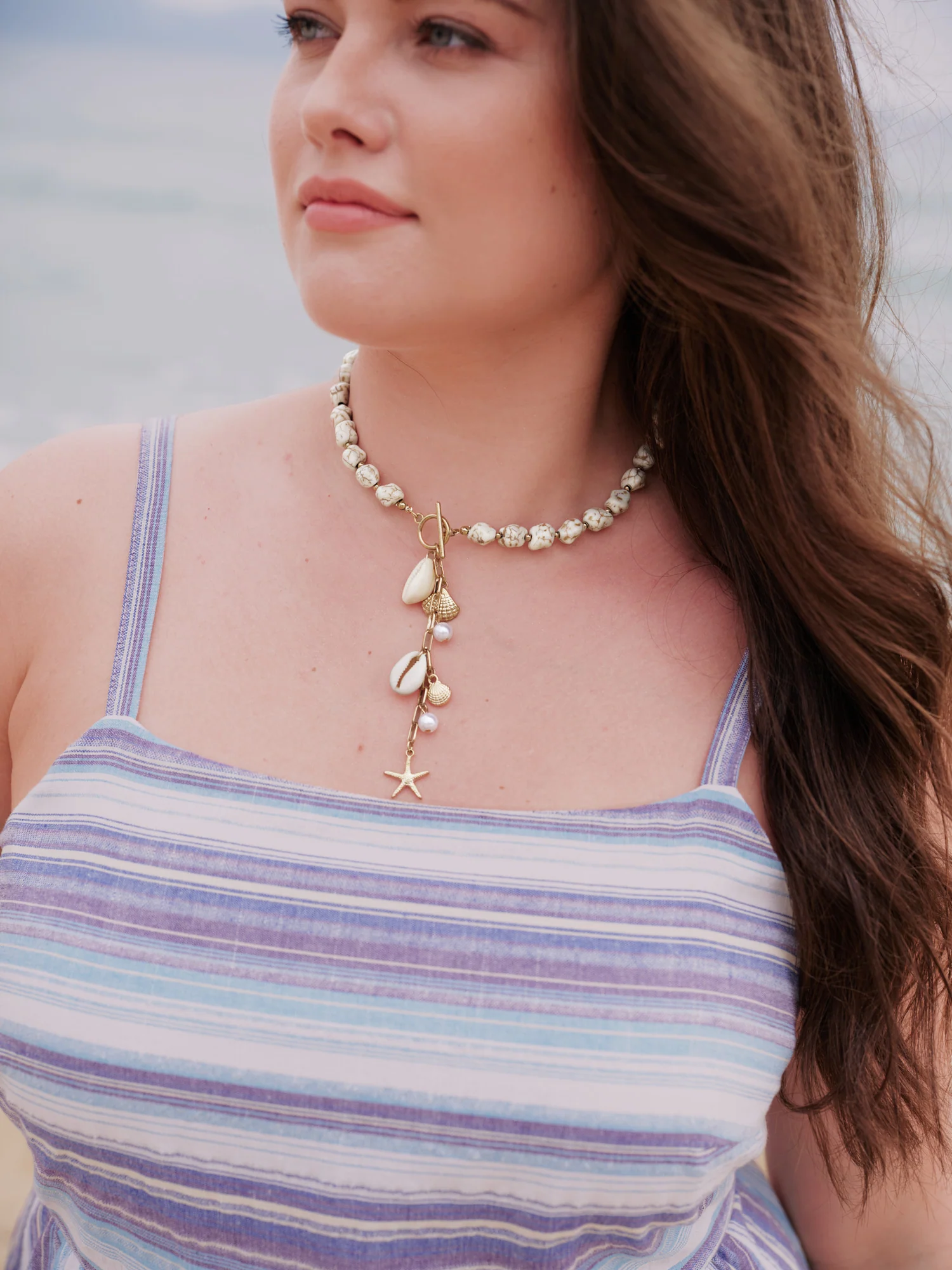 Gold Starfish Shell Pearl Toggle Clasp Jewelry Set - Image 2