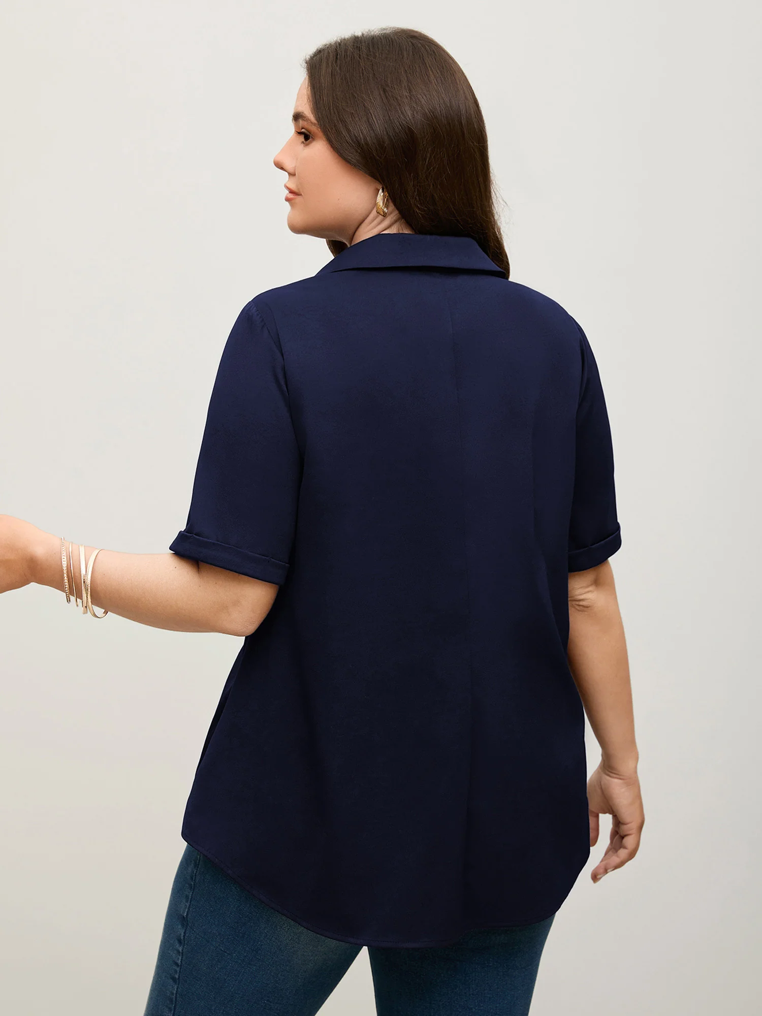 Knotted Front Asymmetrical Hem Blouse - Image 26