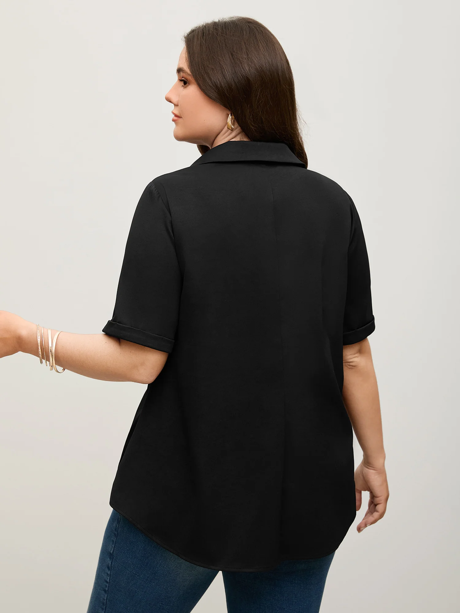 Knotted Front Asymmetrical Hem Blouse - Image 31