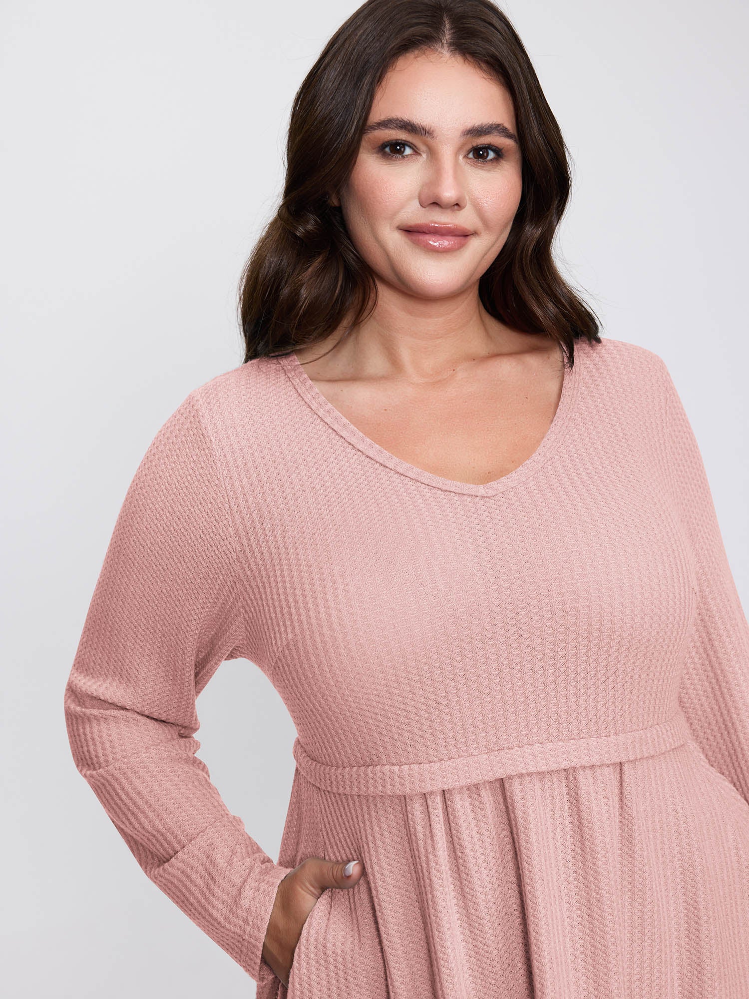 Layered V-Neck Fit and Flare Knit Top - Image 13