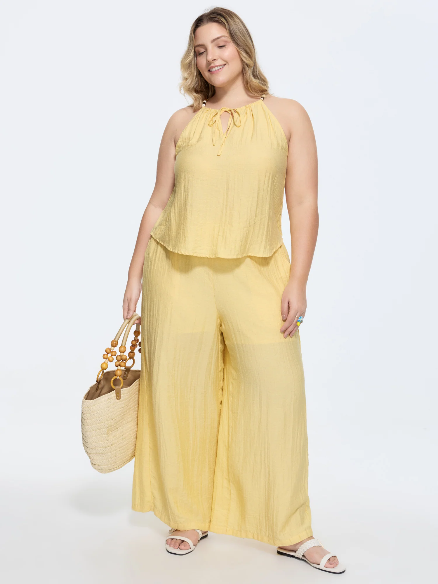 Linen Blend Breezy Wide-Leg Pants - Image 2