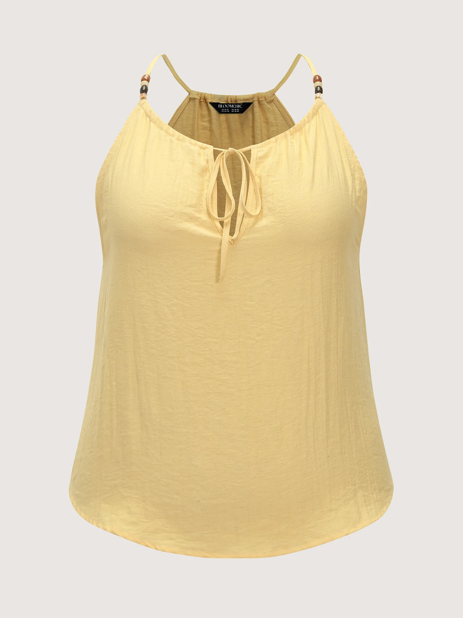 Linen Blend Halter Neckline Tank Top - Image 7