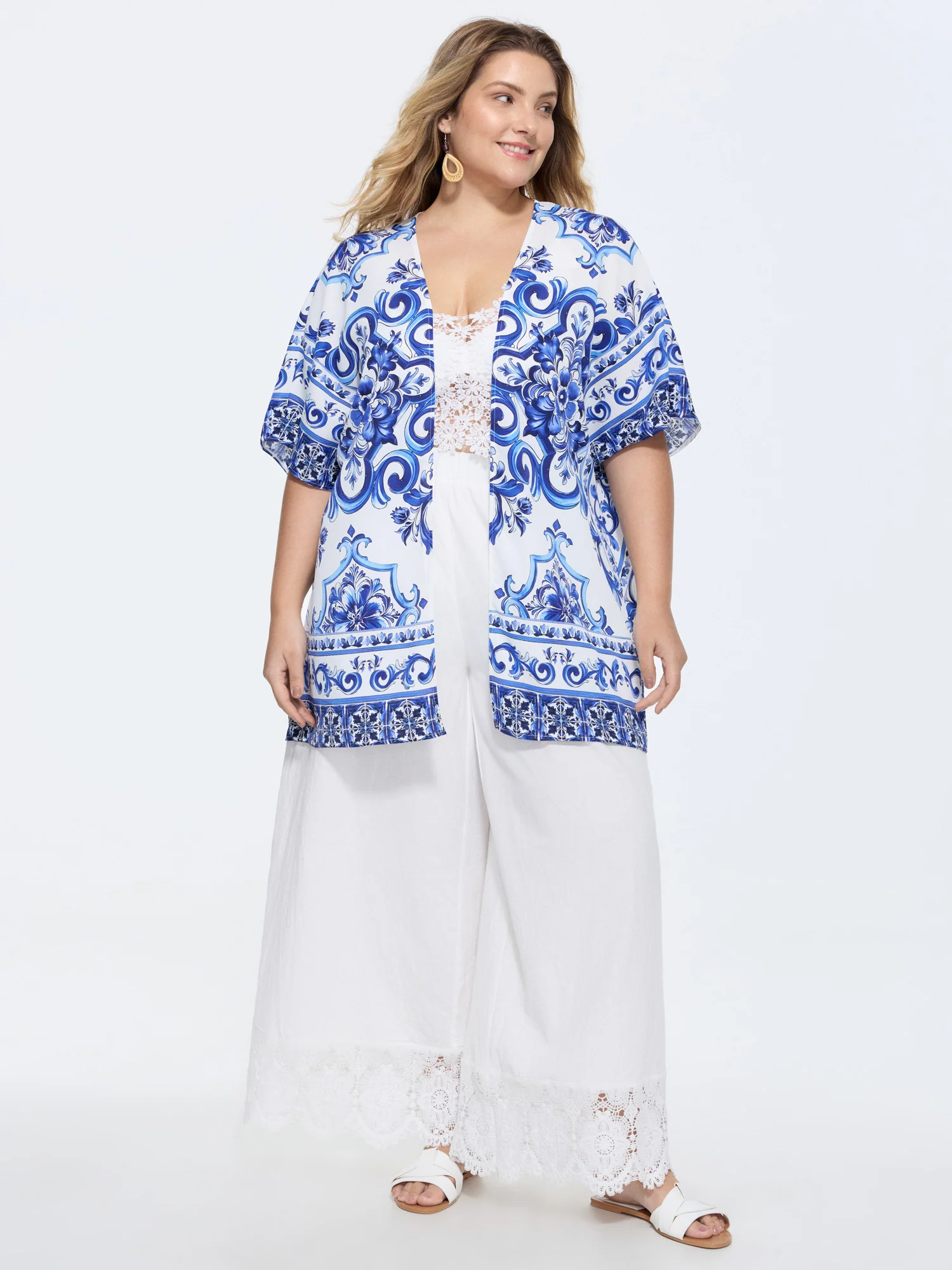 Majolica Print Open-Front Kimono - Image 3
