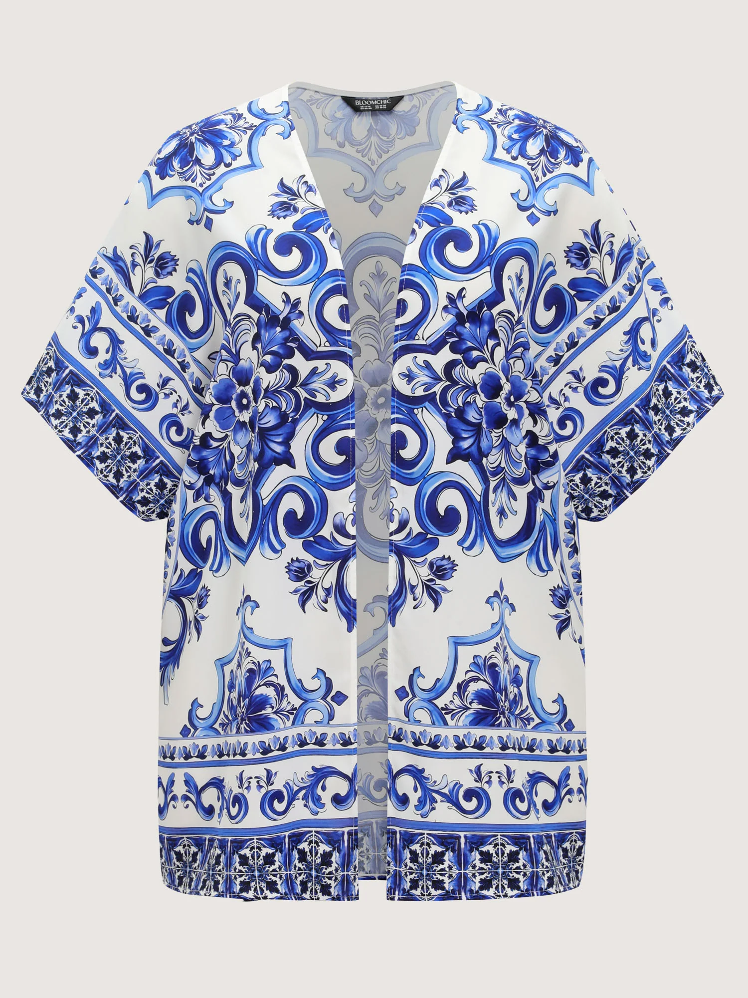 Majolica Print Open-Front Kimono - Image 7