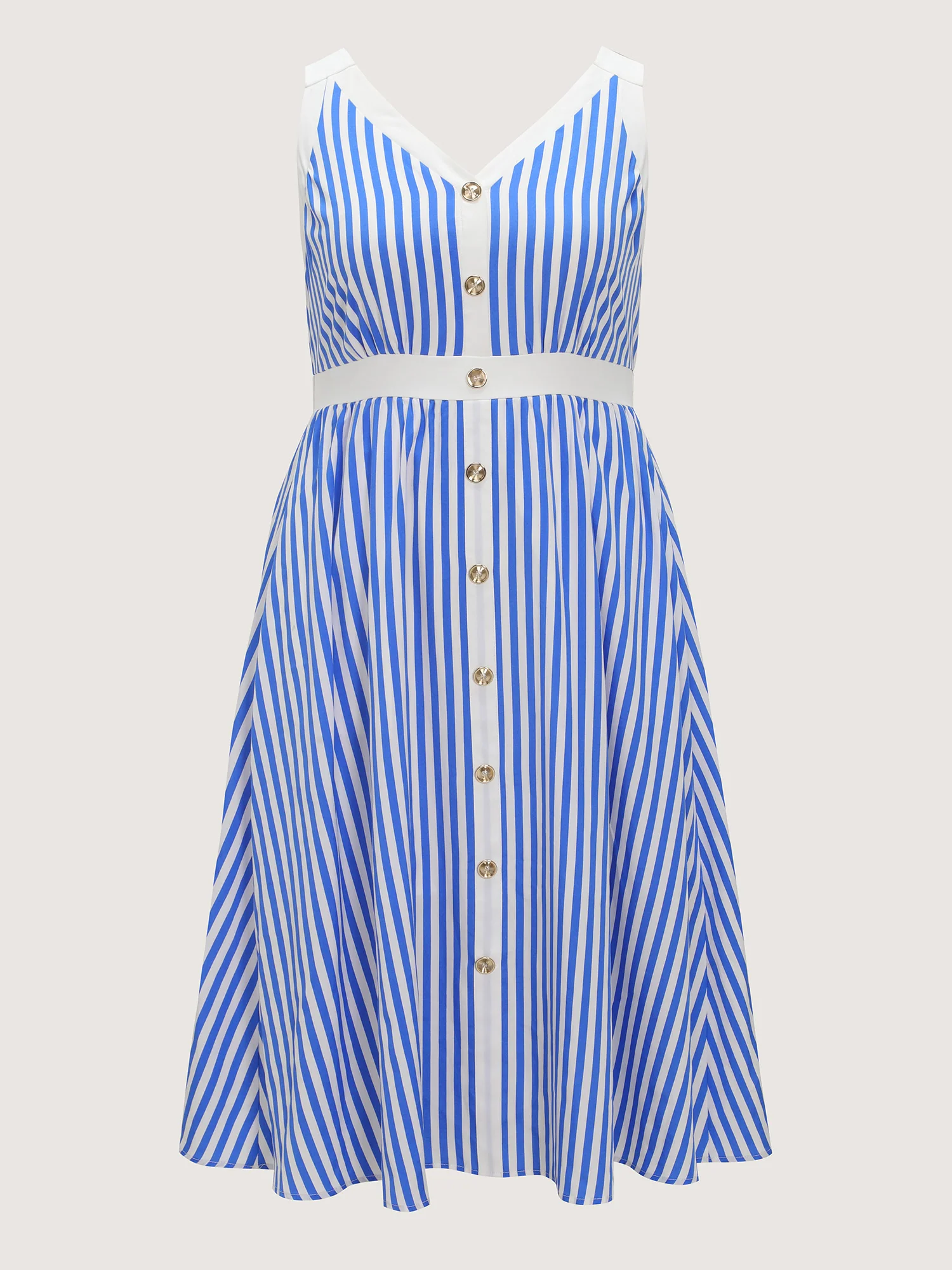 Nautical Stripe Print Contrast Midi Dress - Image 7