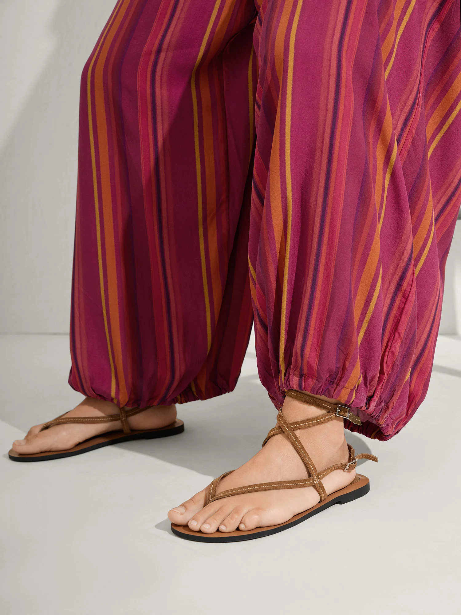 Rayon Stripe Print Stretchy Hem Cami Jumpsuit - Image 4
