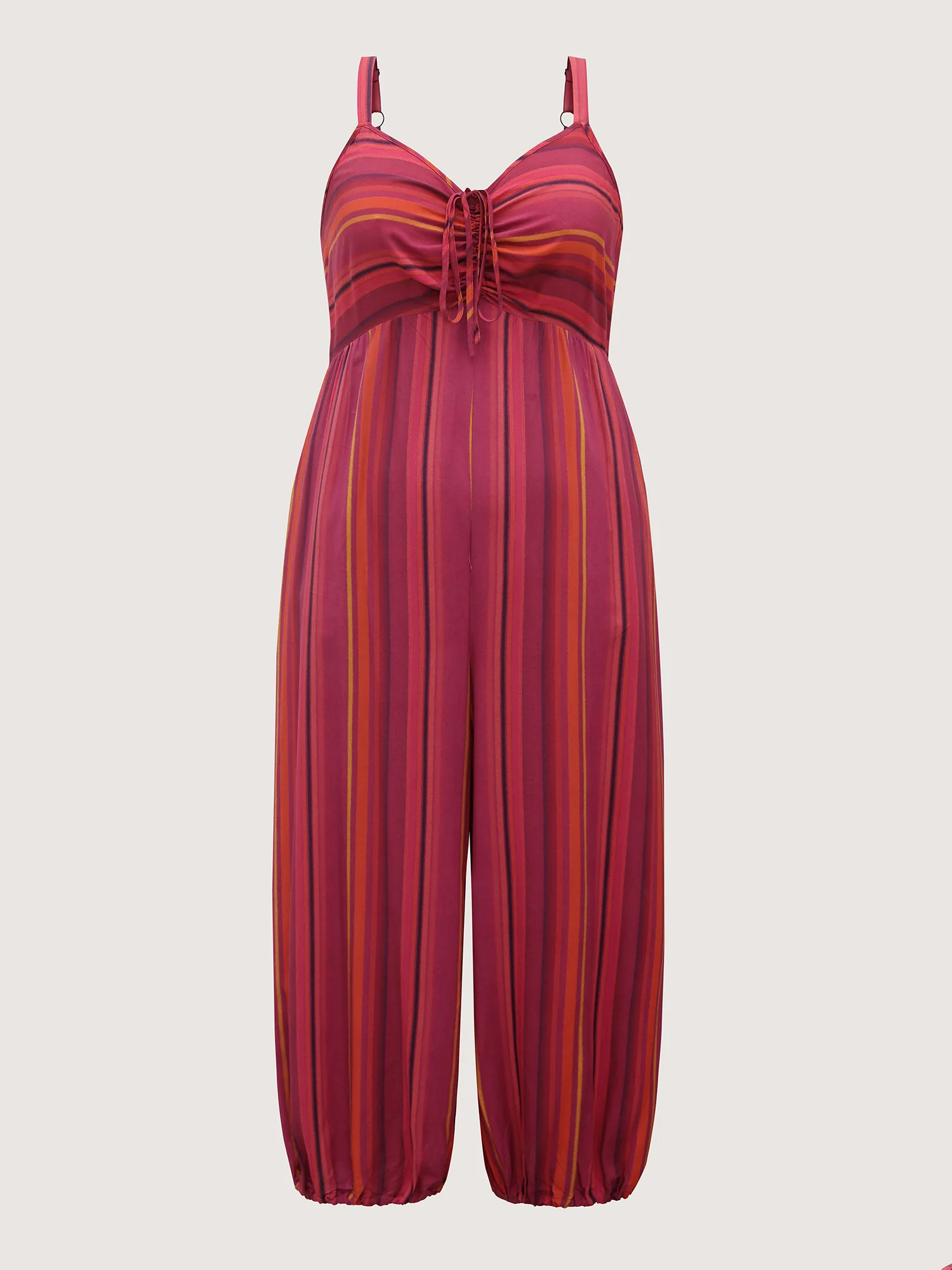 Rayon Stripe Print Stretchy Hem Cami Jumpsuit - Image 8