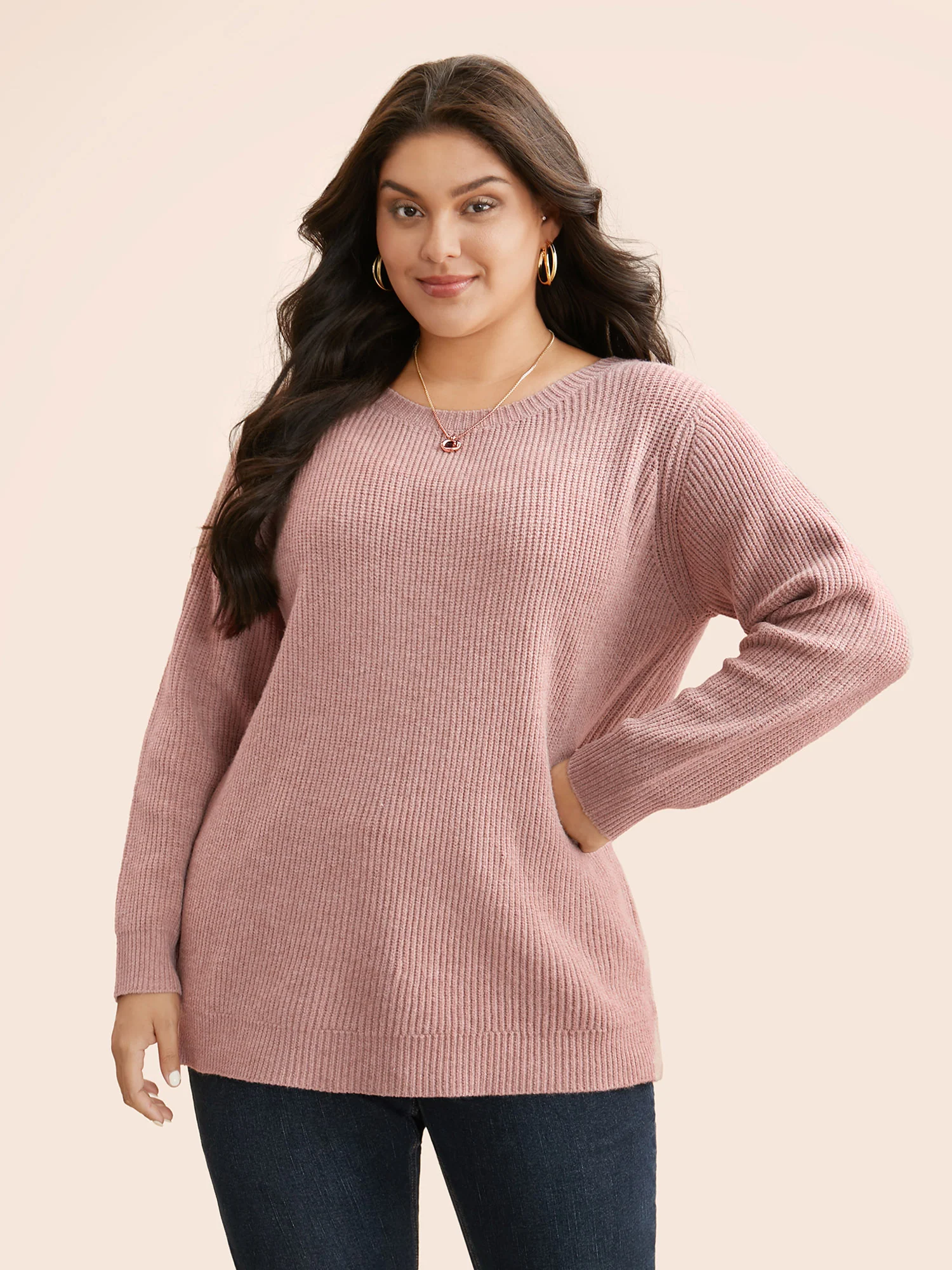 Round Neck Texture Back Bowknot Pullover - Image 5