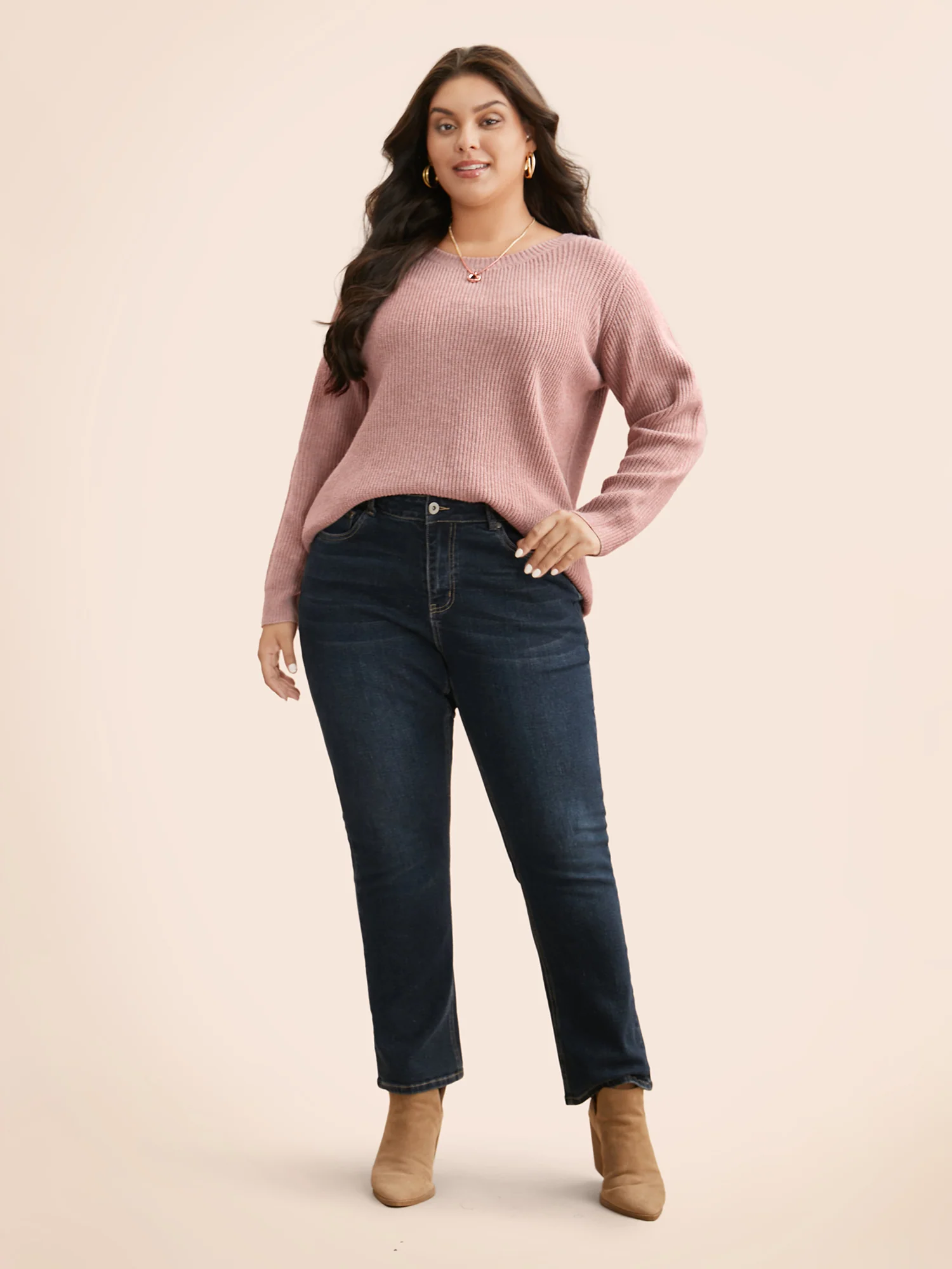 Round Neck Texture Back Bowknot Pullover - Image 7