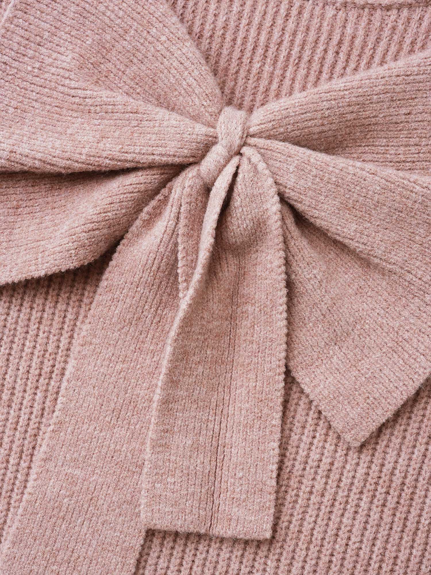 Round Neck Texture Back Bowknot Pullover - Image 9