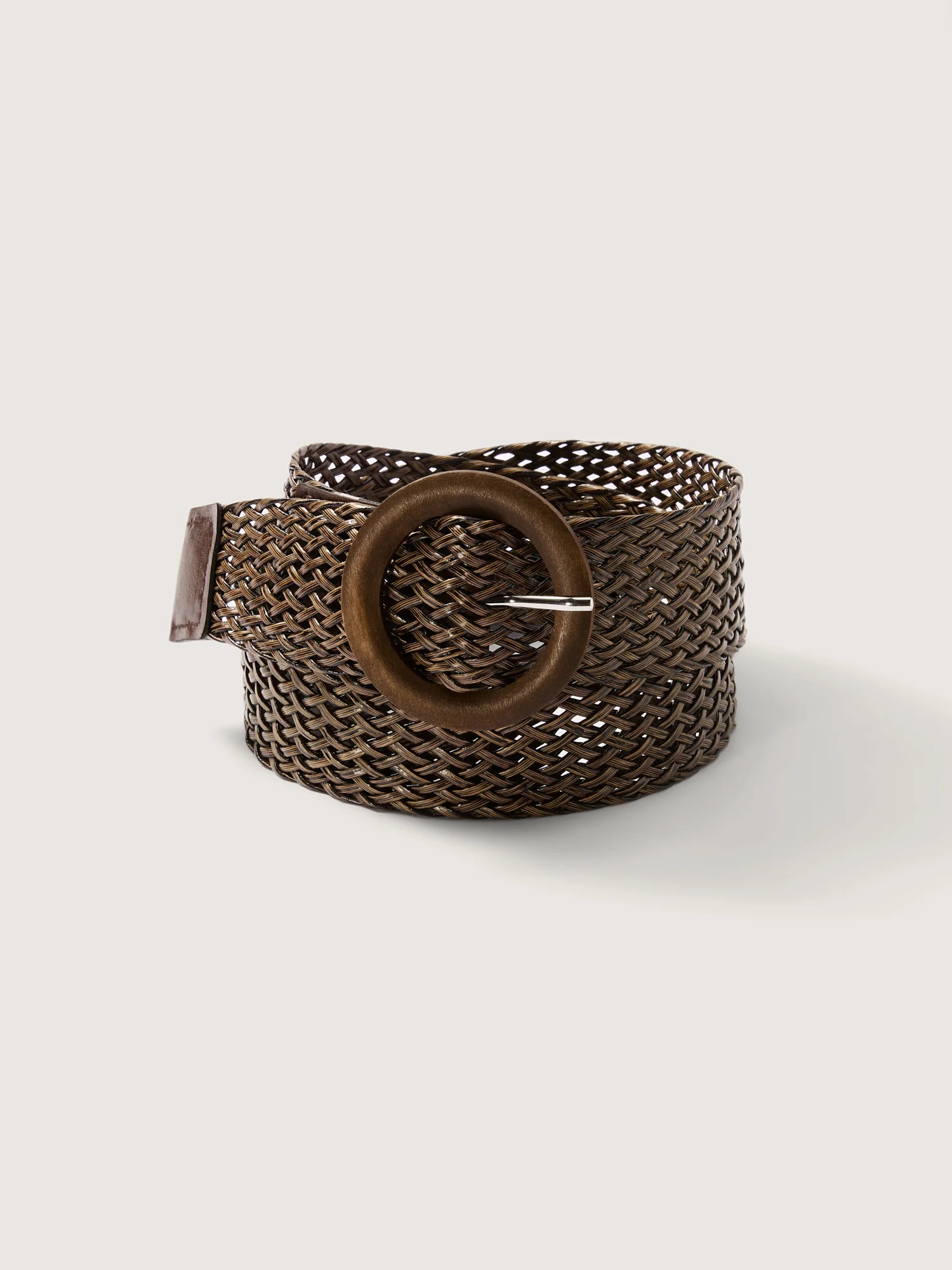 Round Wooden Buckle Wide Woven Straw Belt - Image 2