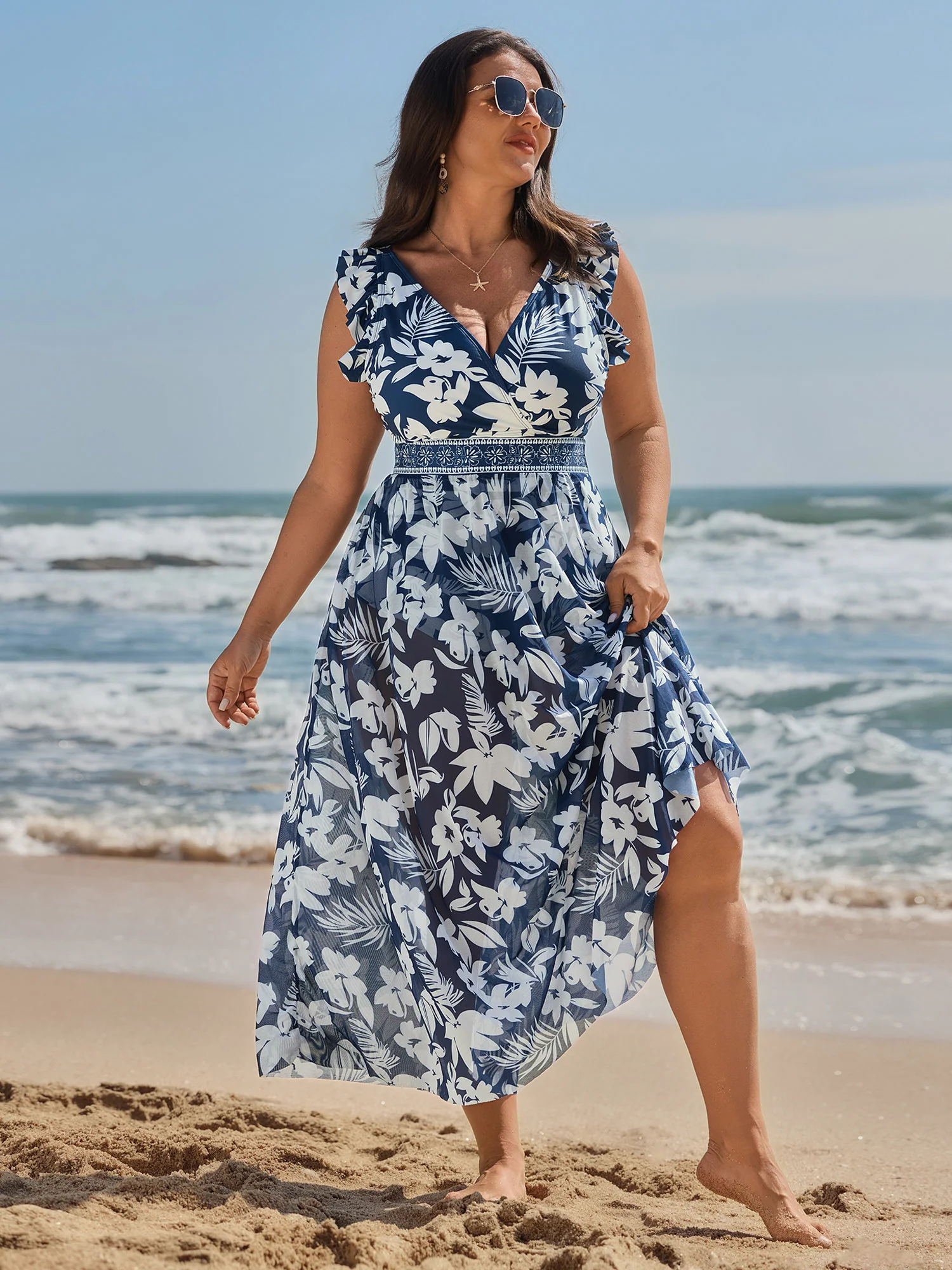 Sarong Set Tropical Print One-Piece Swim - Image 6