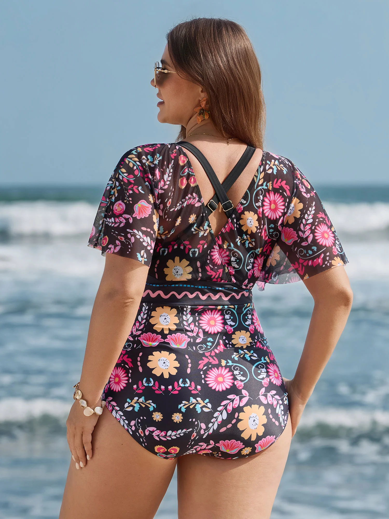 Sarong Set Floral Print One-Piece Swimsuit - Image 5