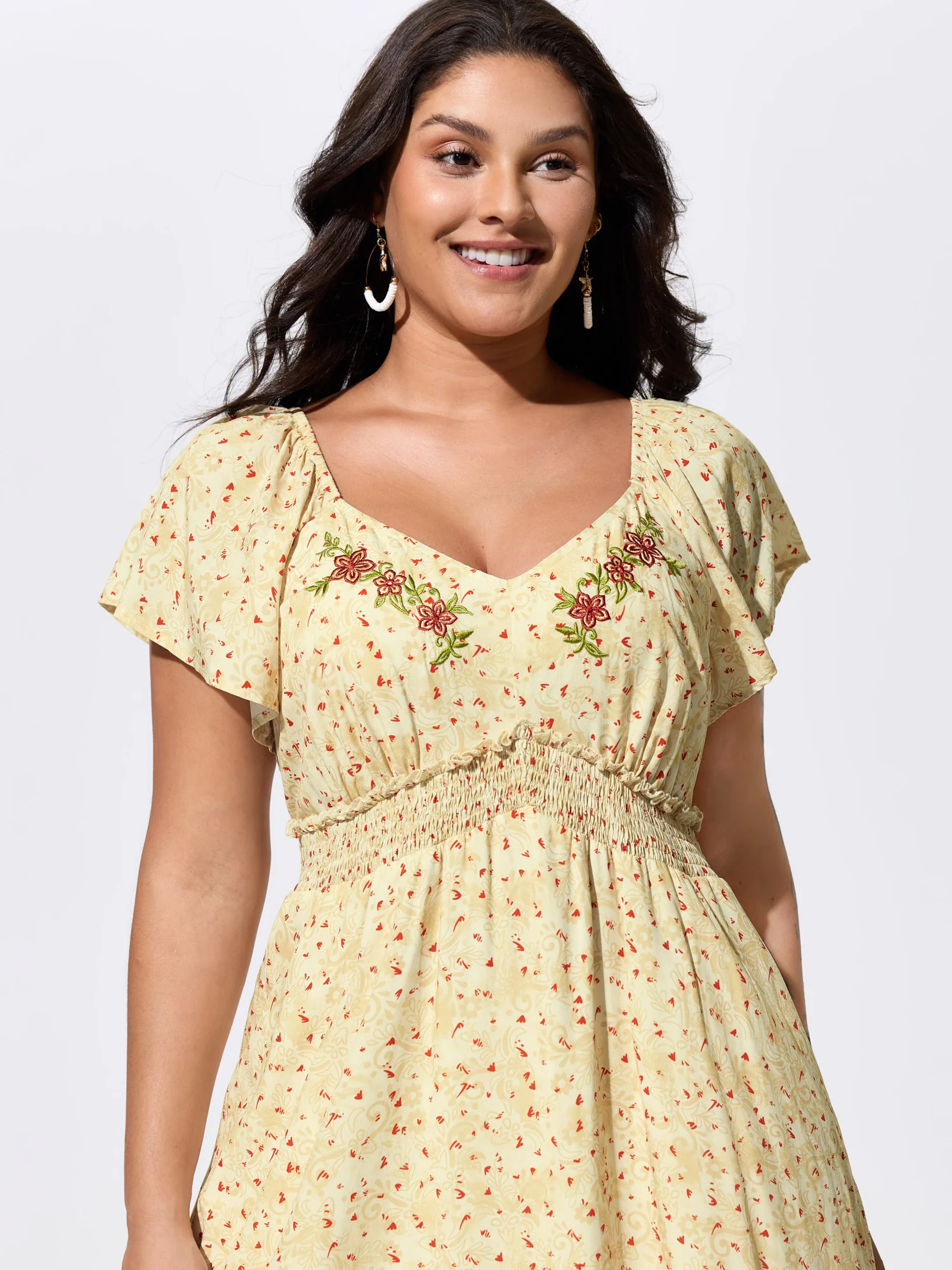Sequin Floral Embroidered Sweetheart Neckline Maxi Dress - Image 2