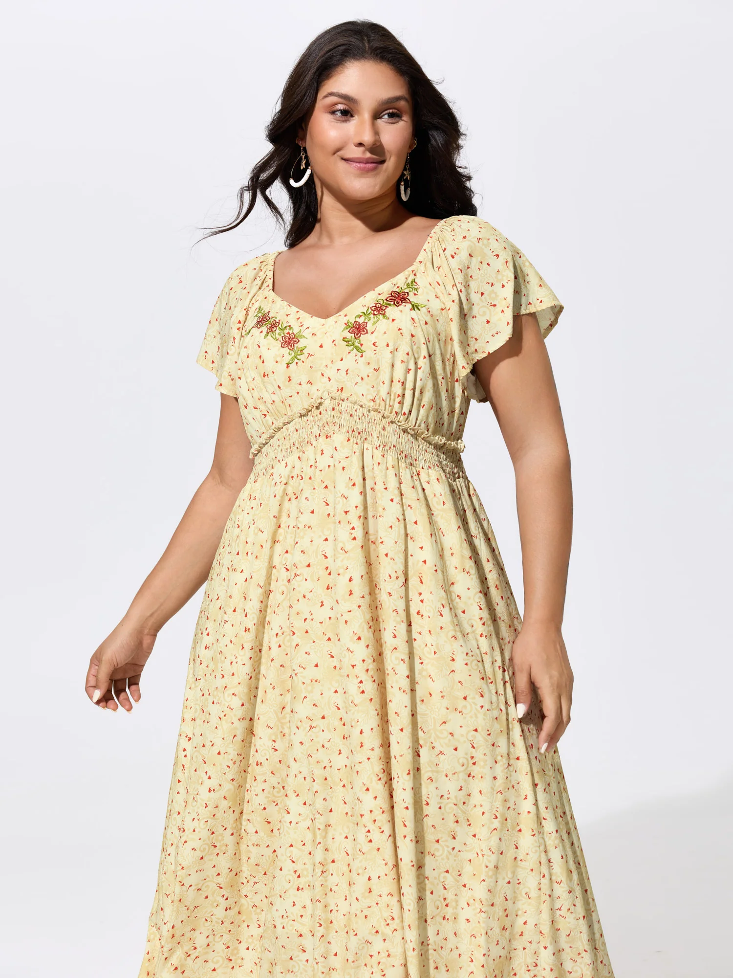 Sequin Floral Embroidered Sweetheart Neckline Maxi Dress - Image 3