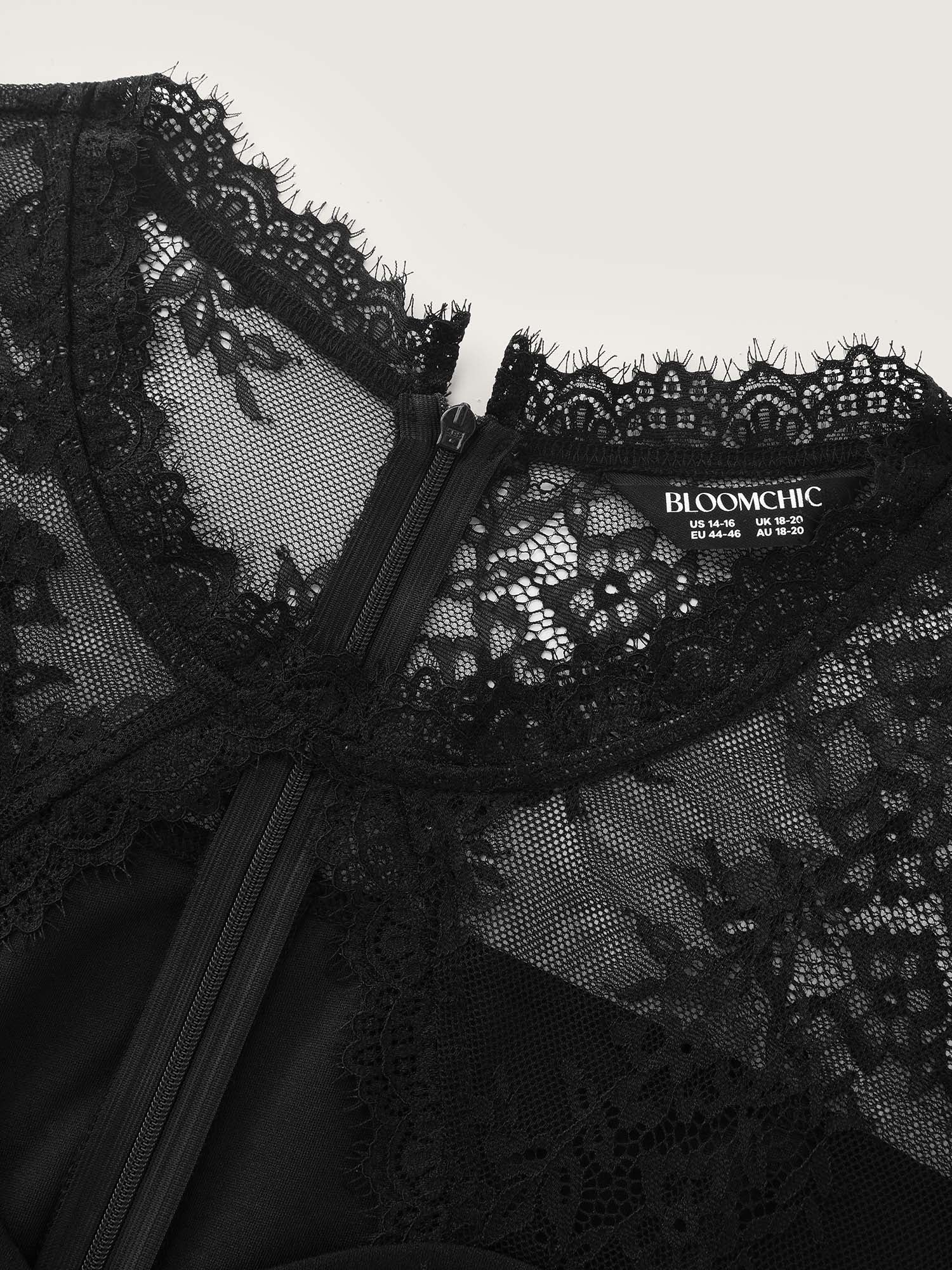 Sheer Lace Neckline Sweetheart Midi Dress - Image 5