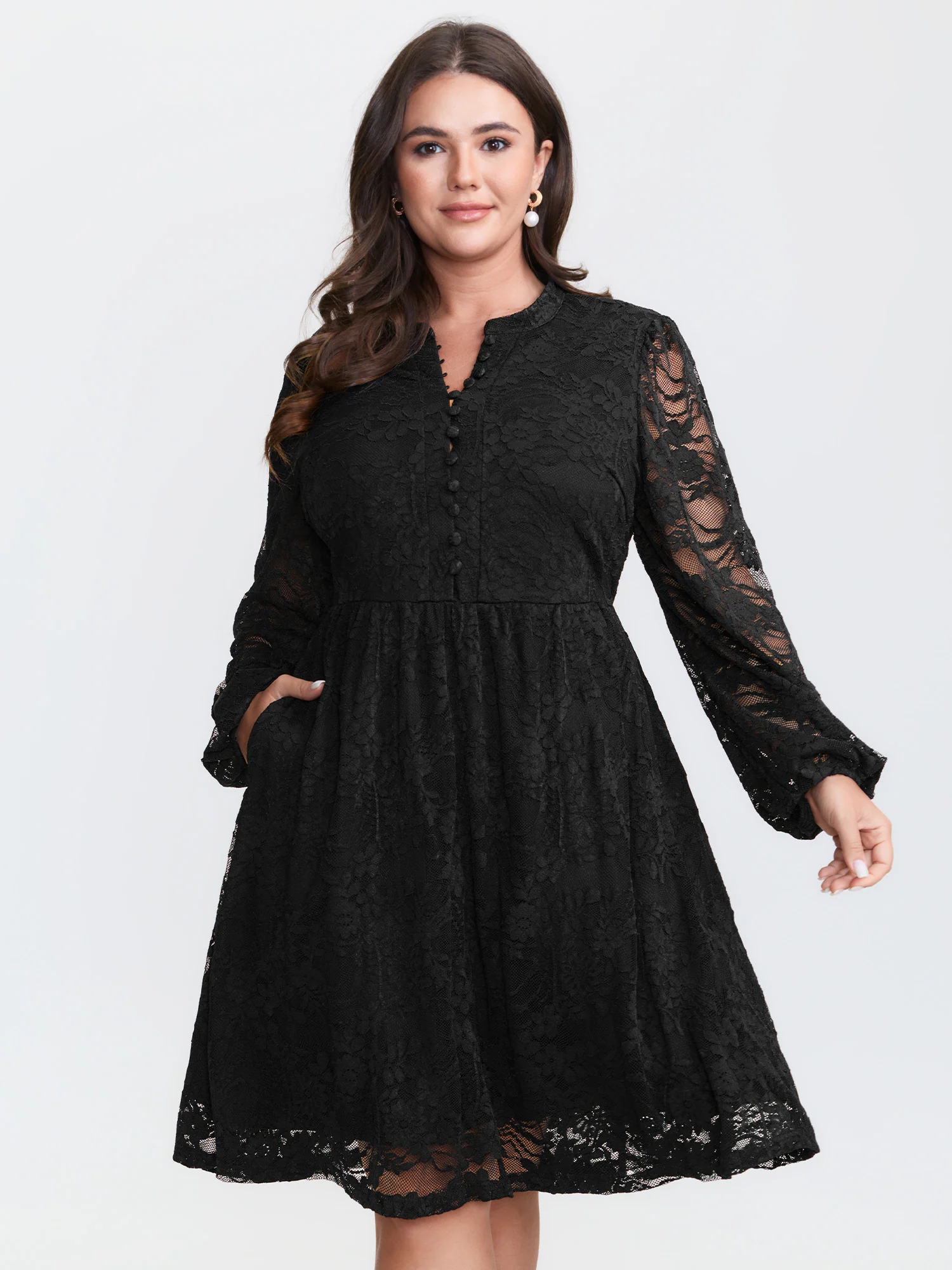 Sheer Lace Sleeve Waist-Defining Mini Dress