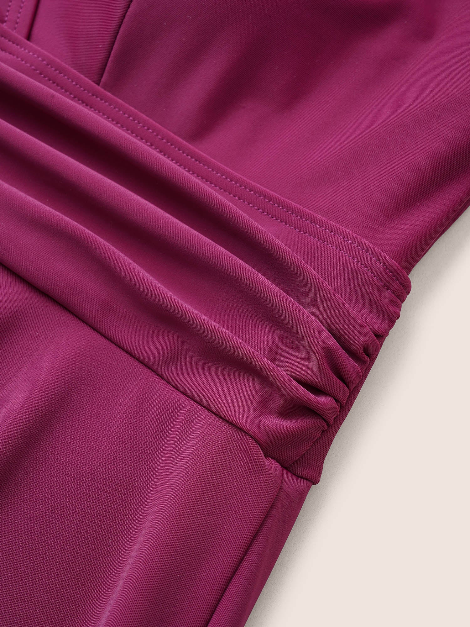 Solid Ruffle Hem Empire Waist Halter Neck Swim Dress - Image 4