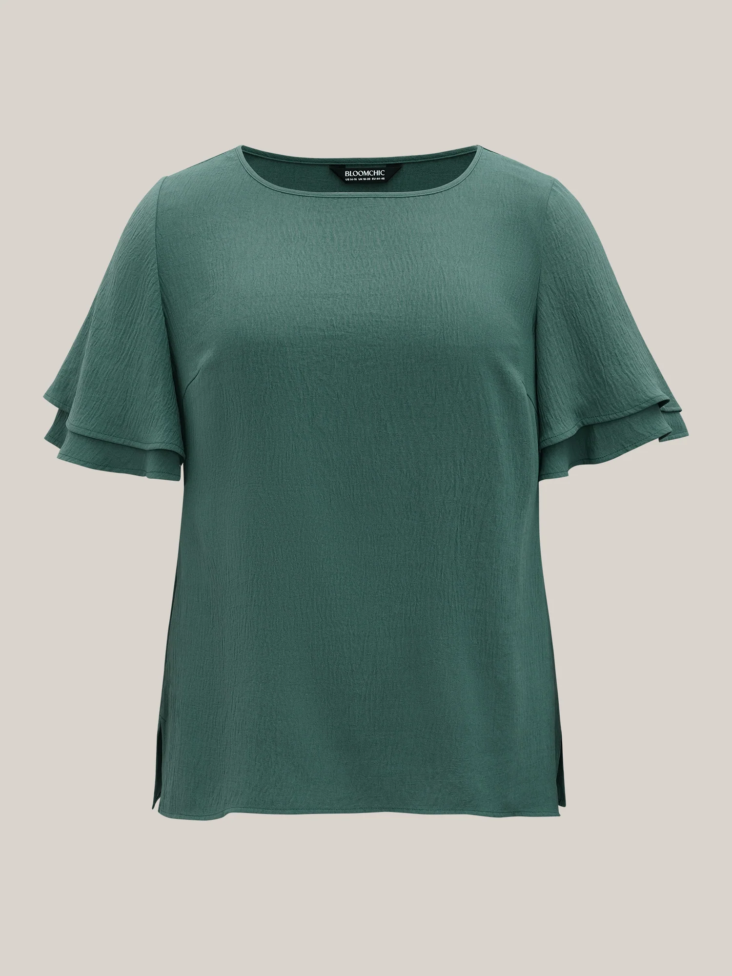 Solid Tiered Ruffles Split Hem Blouse - Image 15