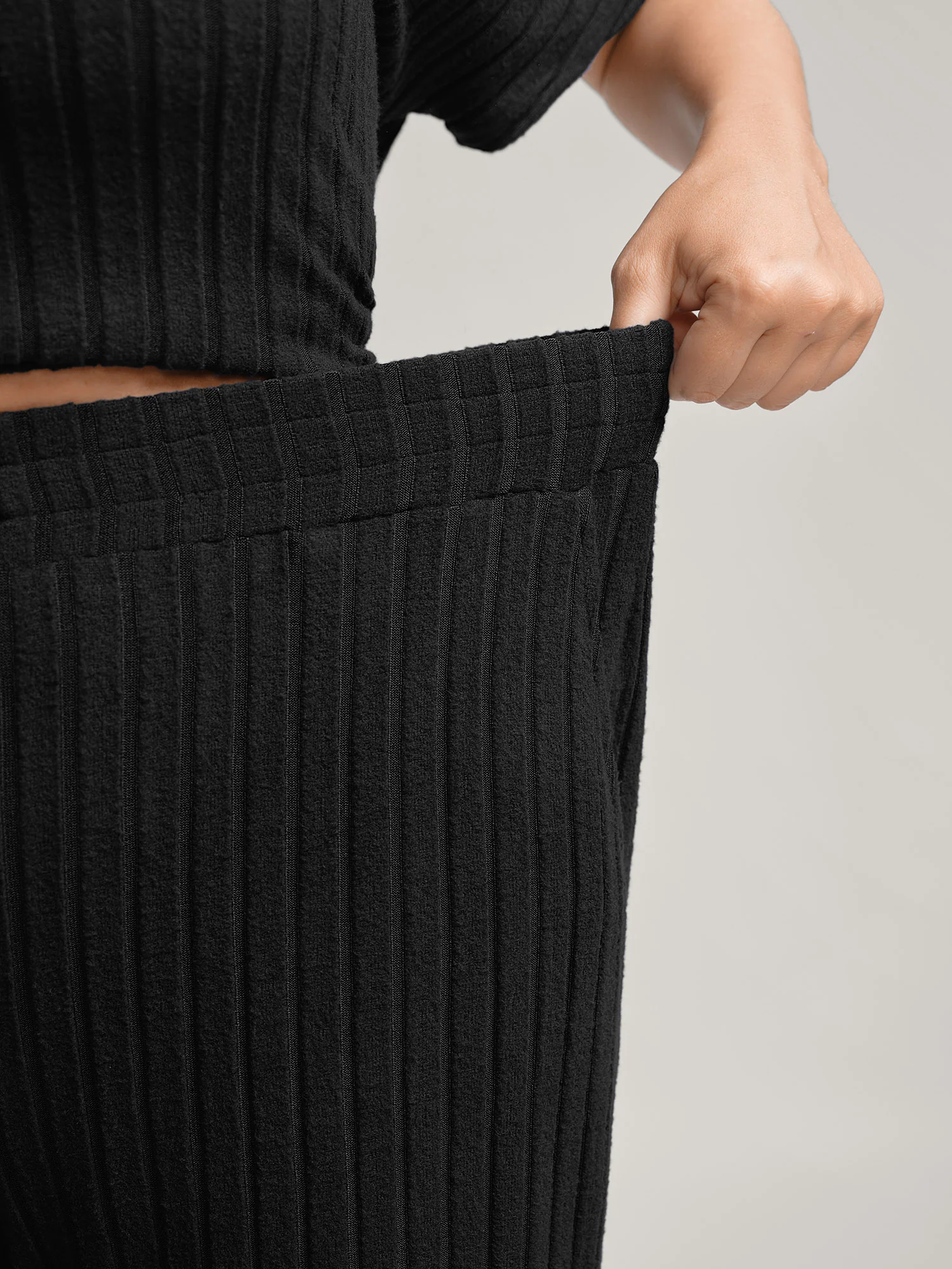 Stretchy Pit Strip Solid Loungewear Set - Image 18