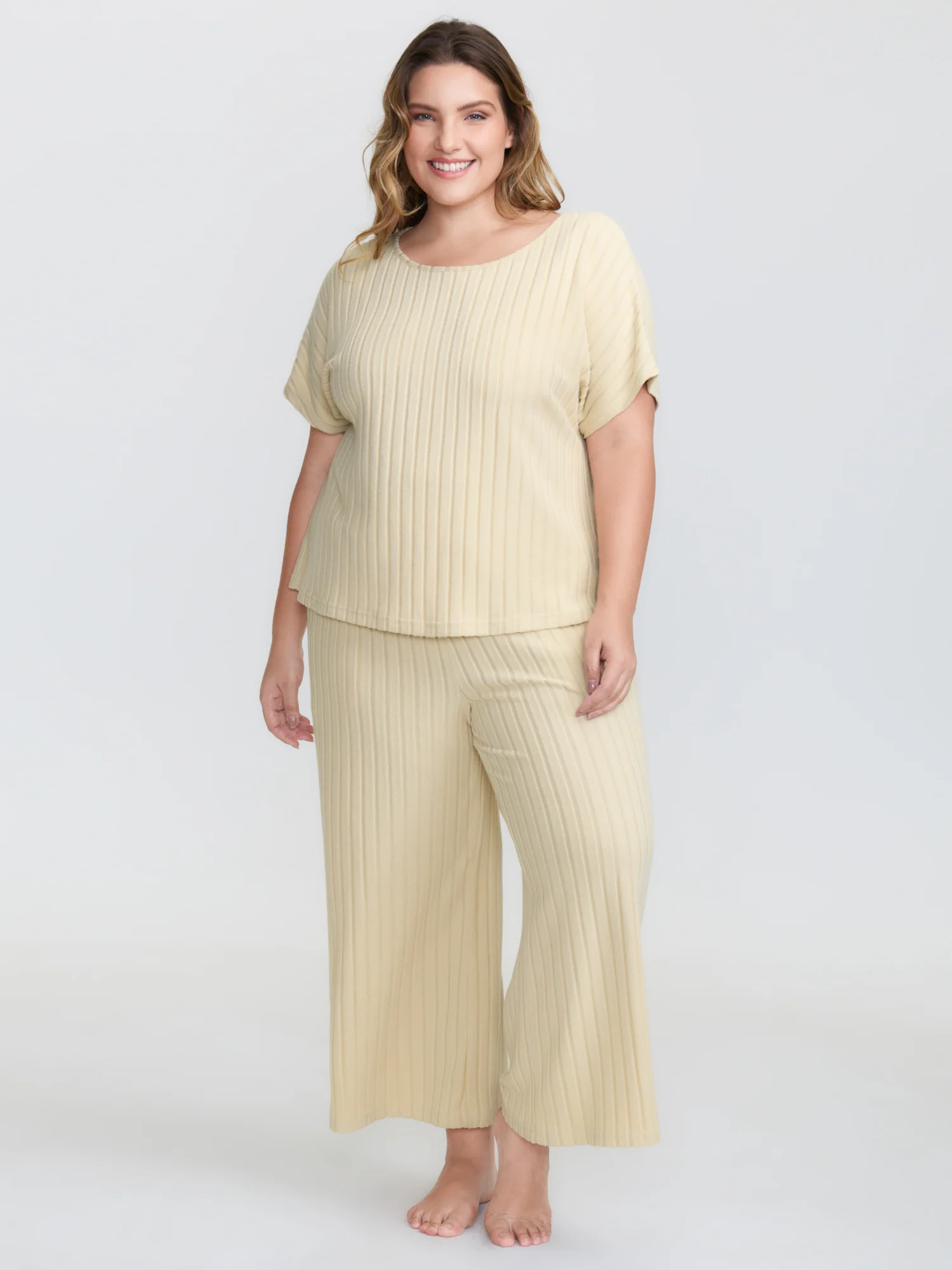 Stretchy Pit Strip Solid Loungewear Set - Image 35
