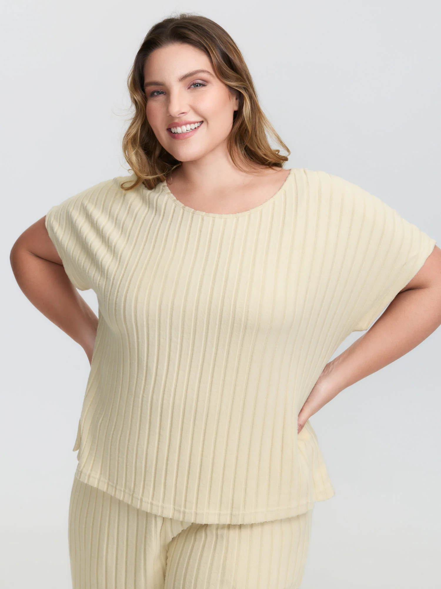 Stretchy Pit Strip Solid Loungewear Set - Image 36