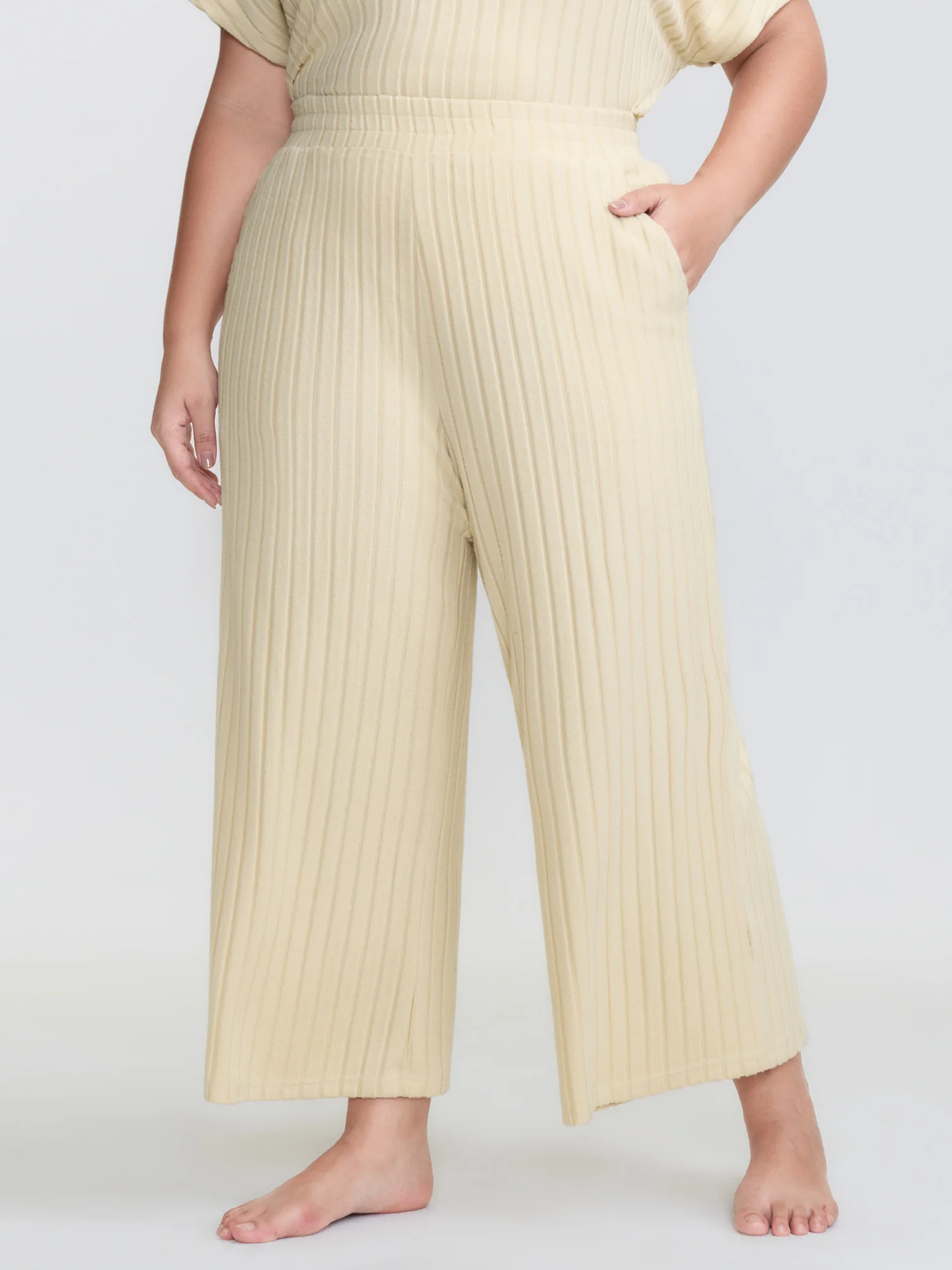 Stretchy Pit Strip Solid Loungewear Set - Image 37