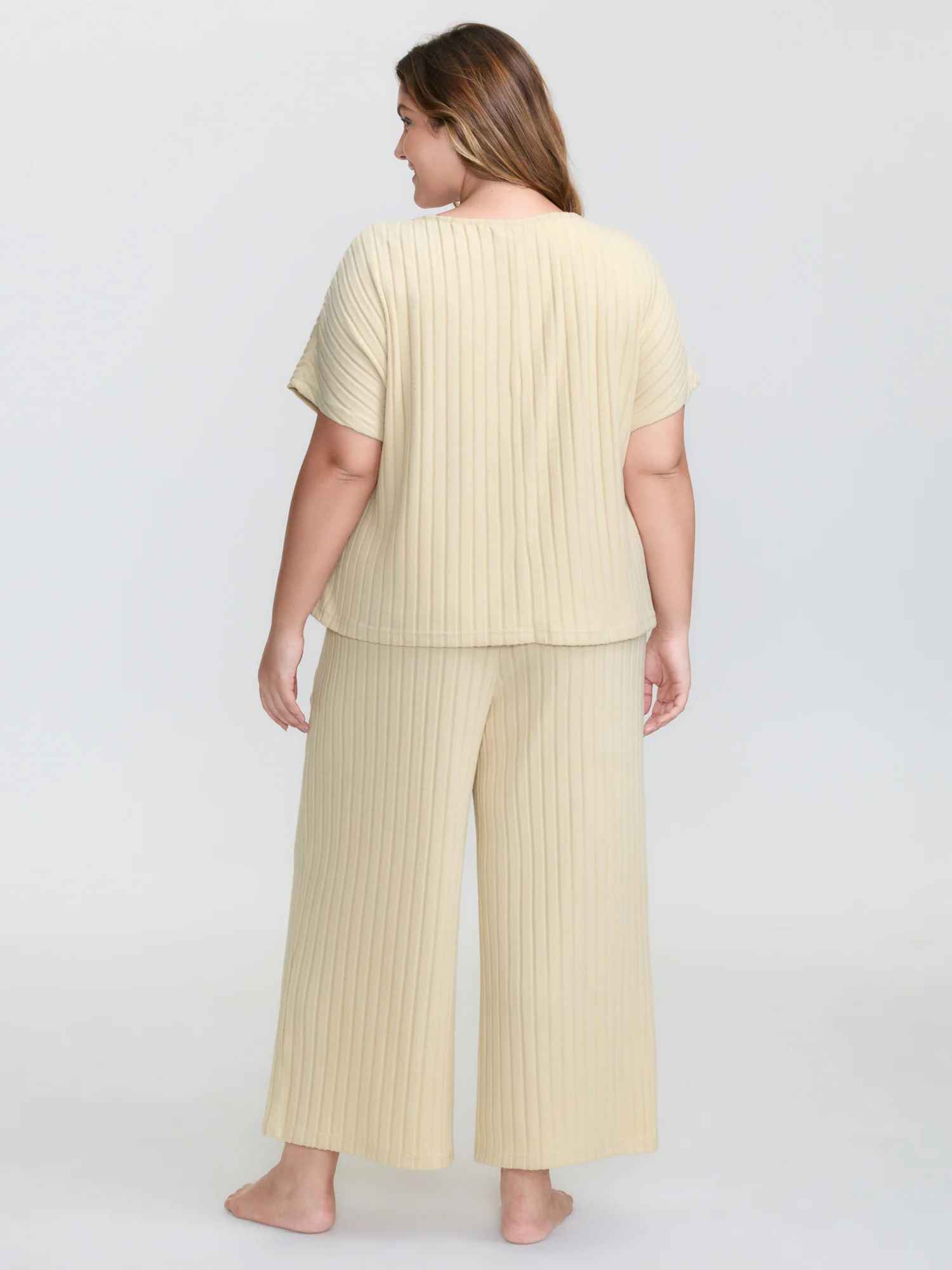 Stretchy Pit Strip Solid Loungewear Set - Image 40