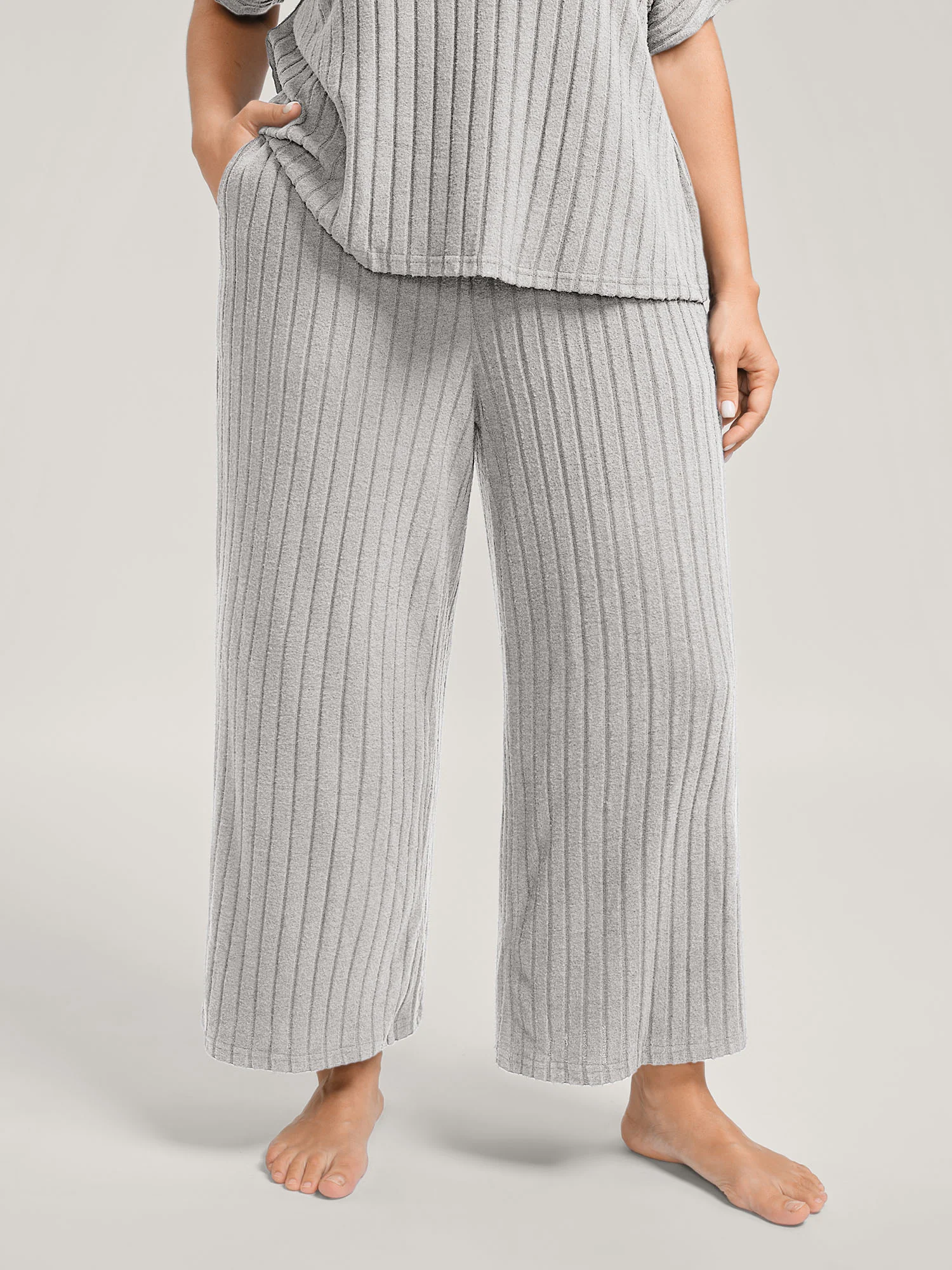 Stretchy Pit Strip Solid Loungewear Set - Image 44