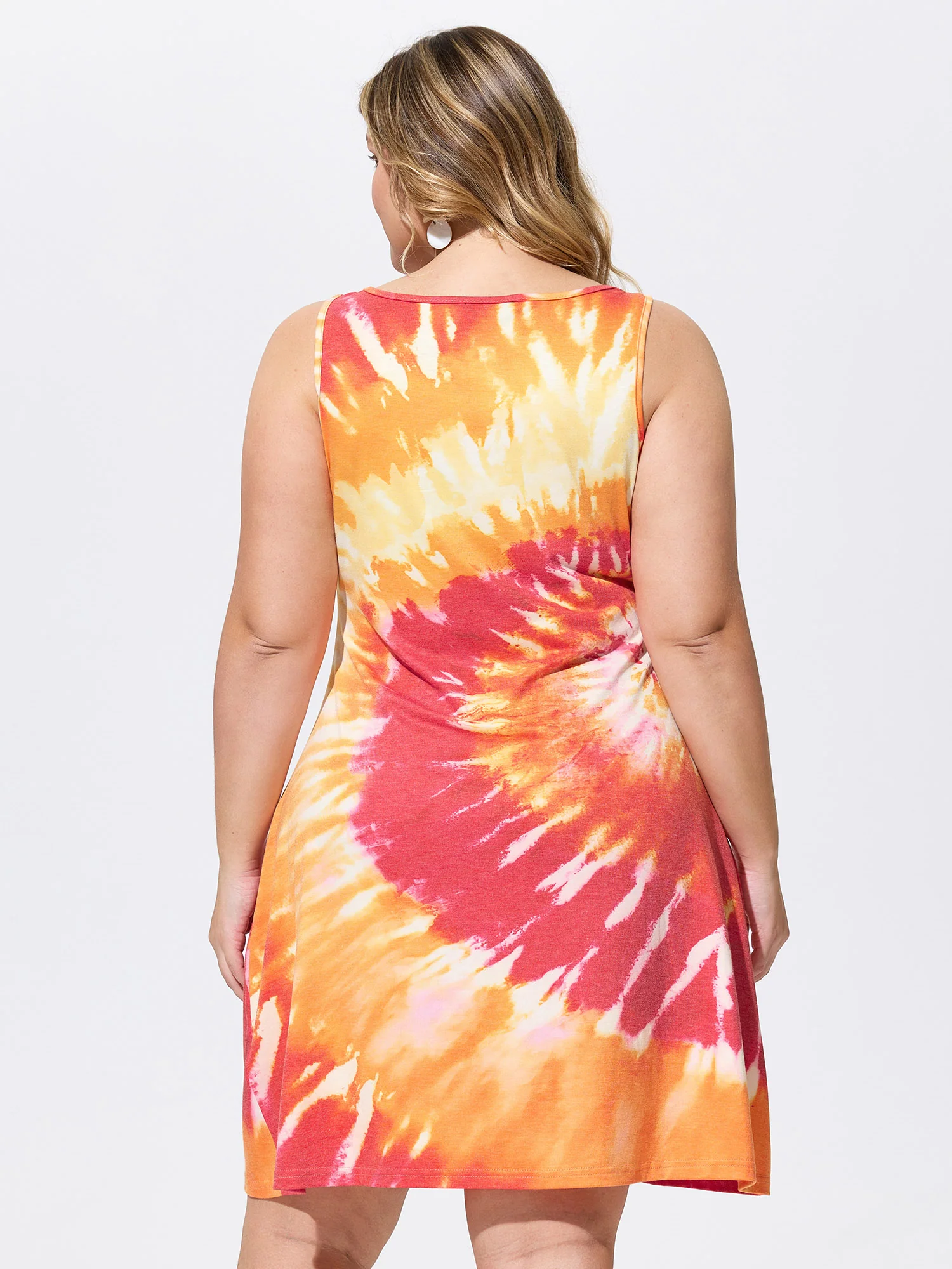 Stretchy Tie-Dye Effect Sleeveless Mini Knit Dress - Image 5