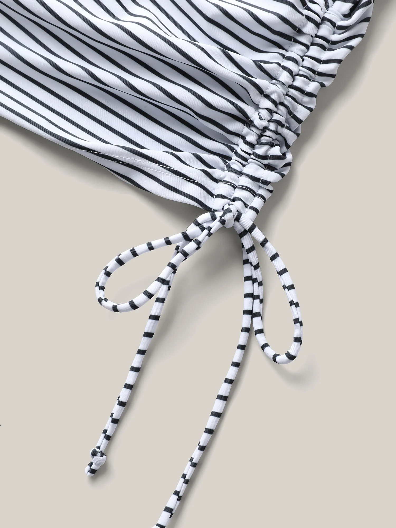 Striped Non-Removable Cups Swim Top - Image 6