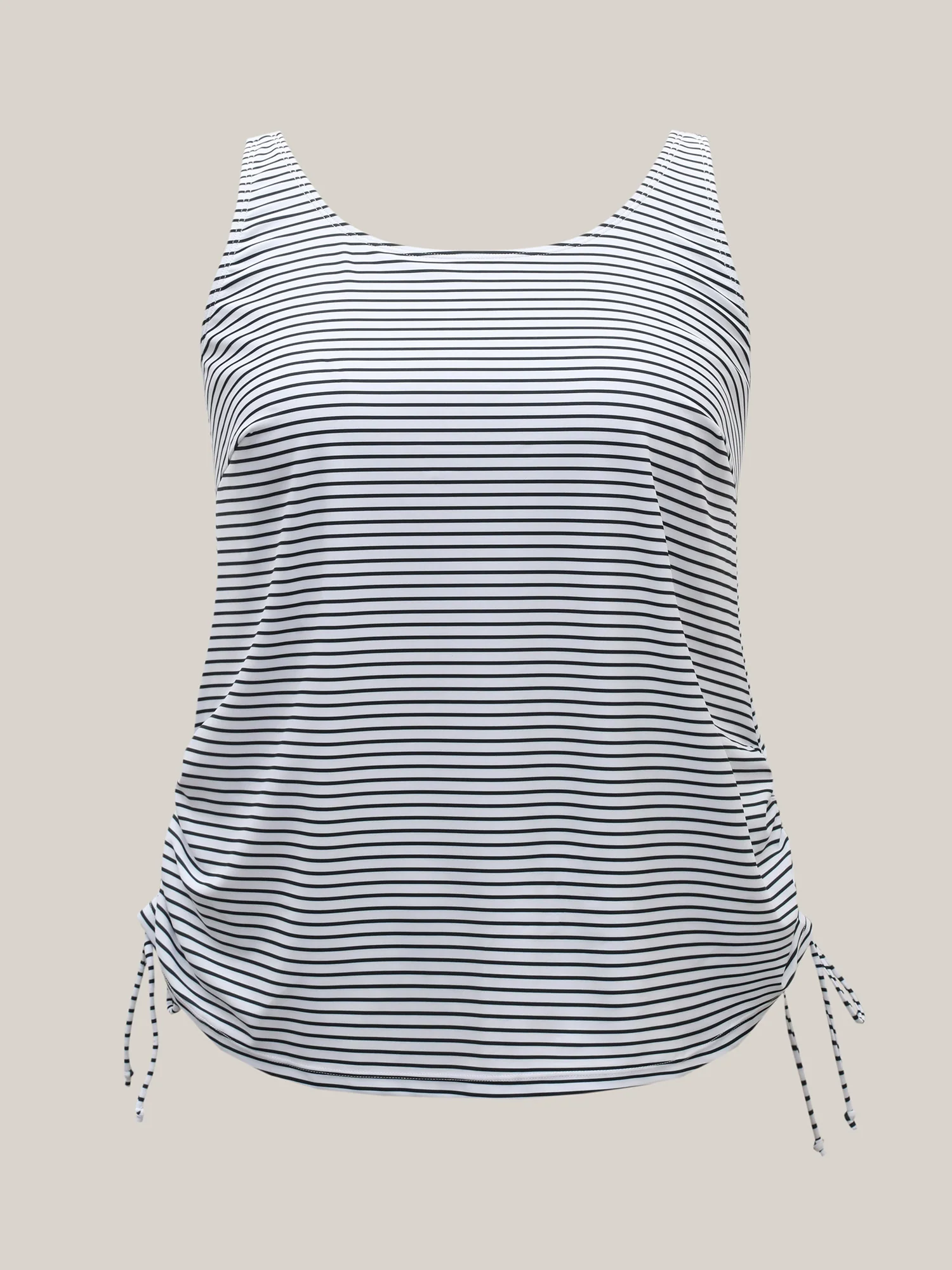 Striped Non-Removable Cups Swim Top - Image 7