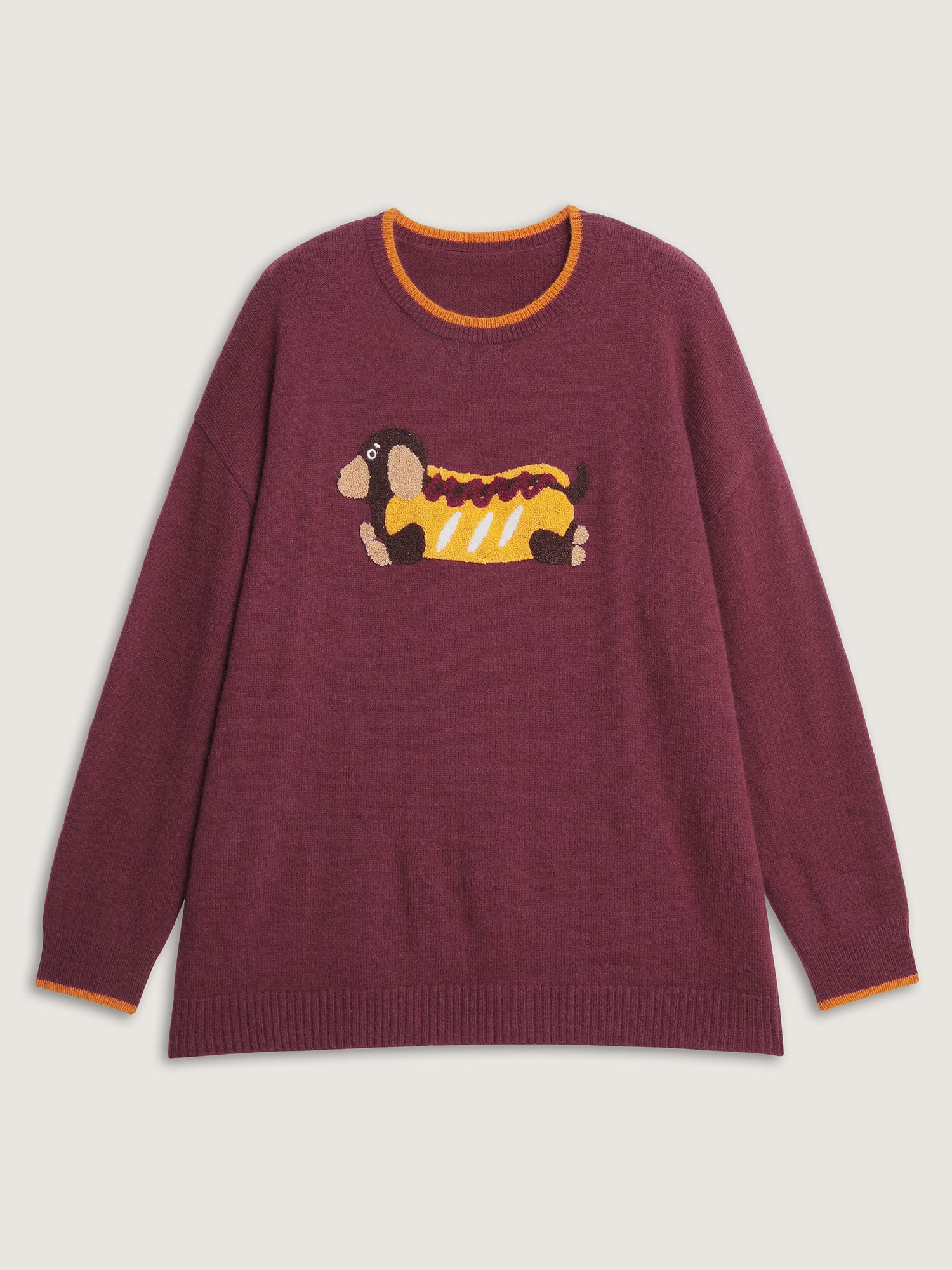 Supersoft Hotdog Embroidered Color Contrast Pullover - Image 8
