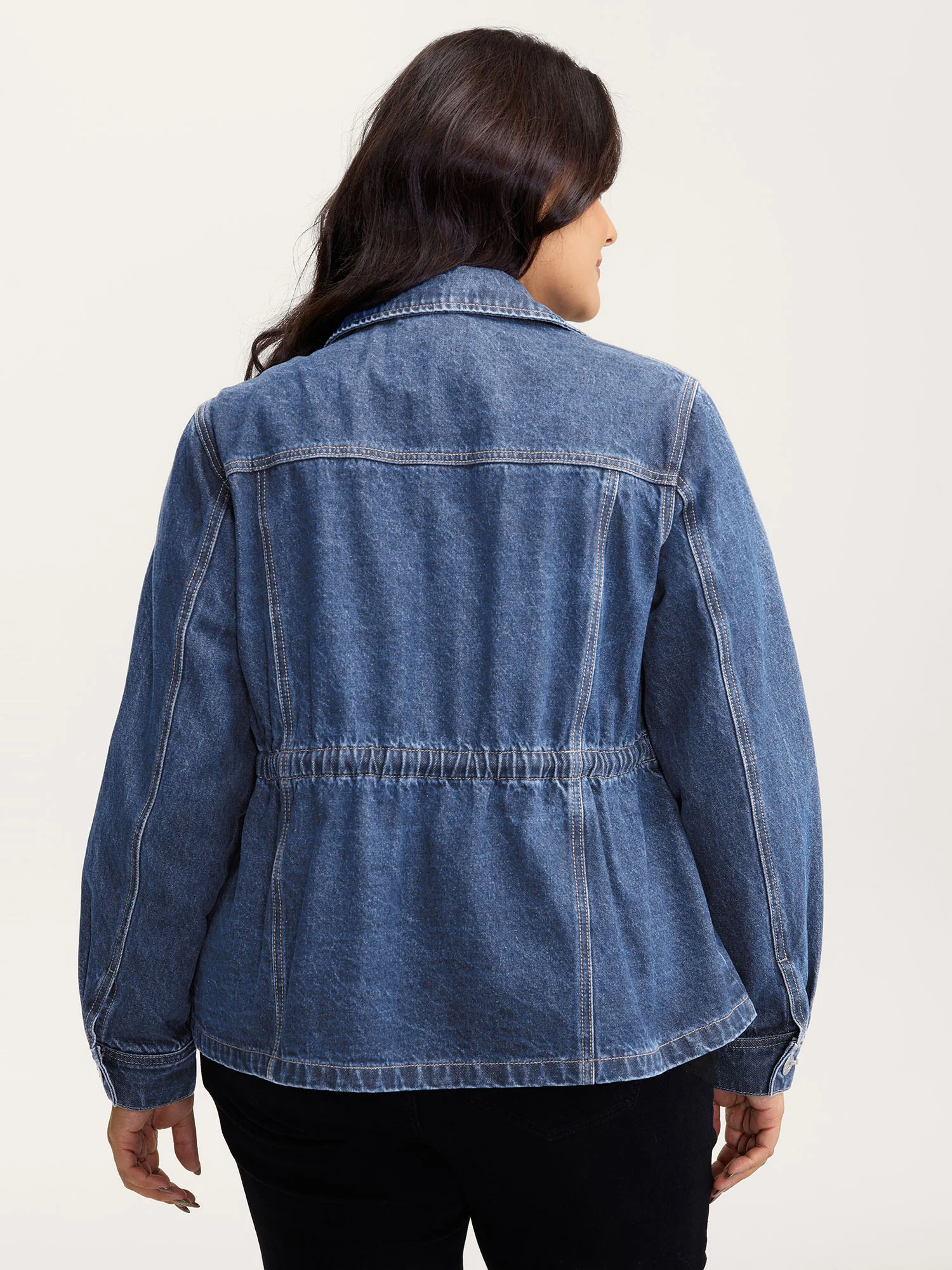Supersoft Stretchy Waist Button-Down Denim Jacket - Image 5