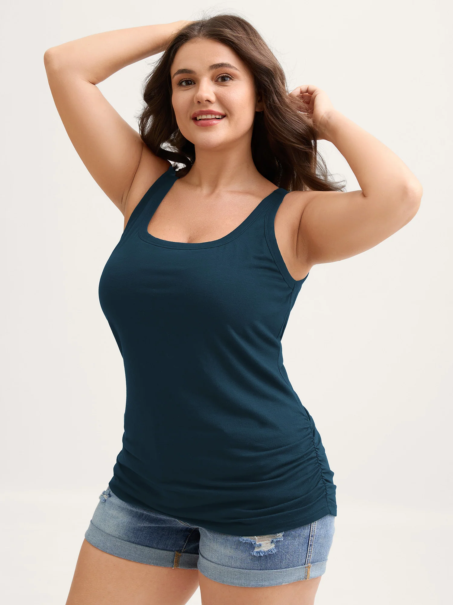 Supportive Bra Pleated Fitted Tank Top - Image 25