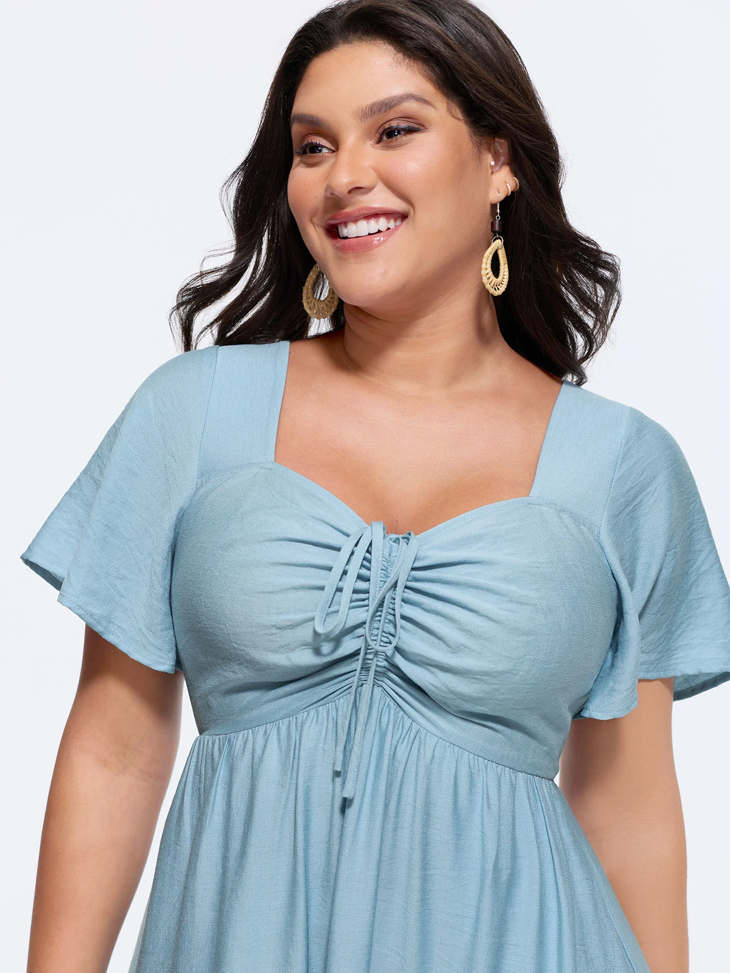 Sweetheart Drawstring Pocket Tiered Dress - Image 2