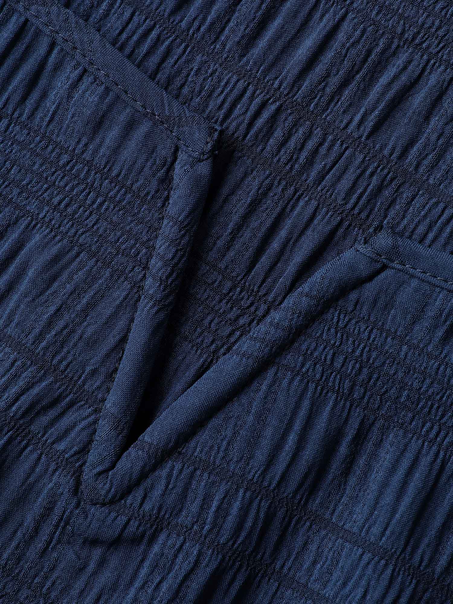 Textured Gathered Sleeve Split Neck Blouse - Image 6